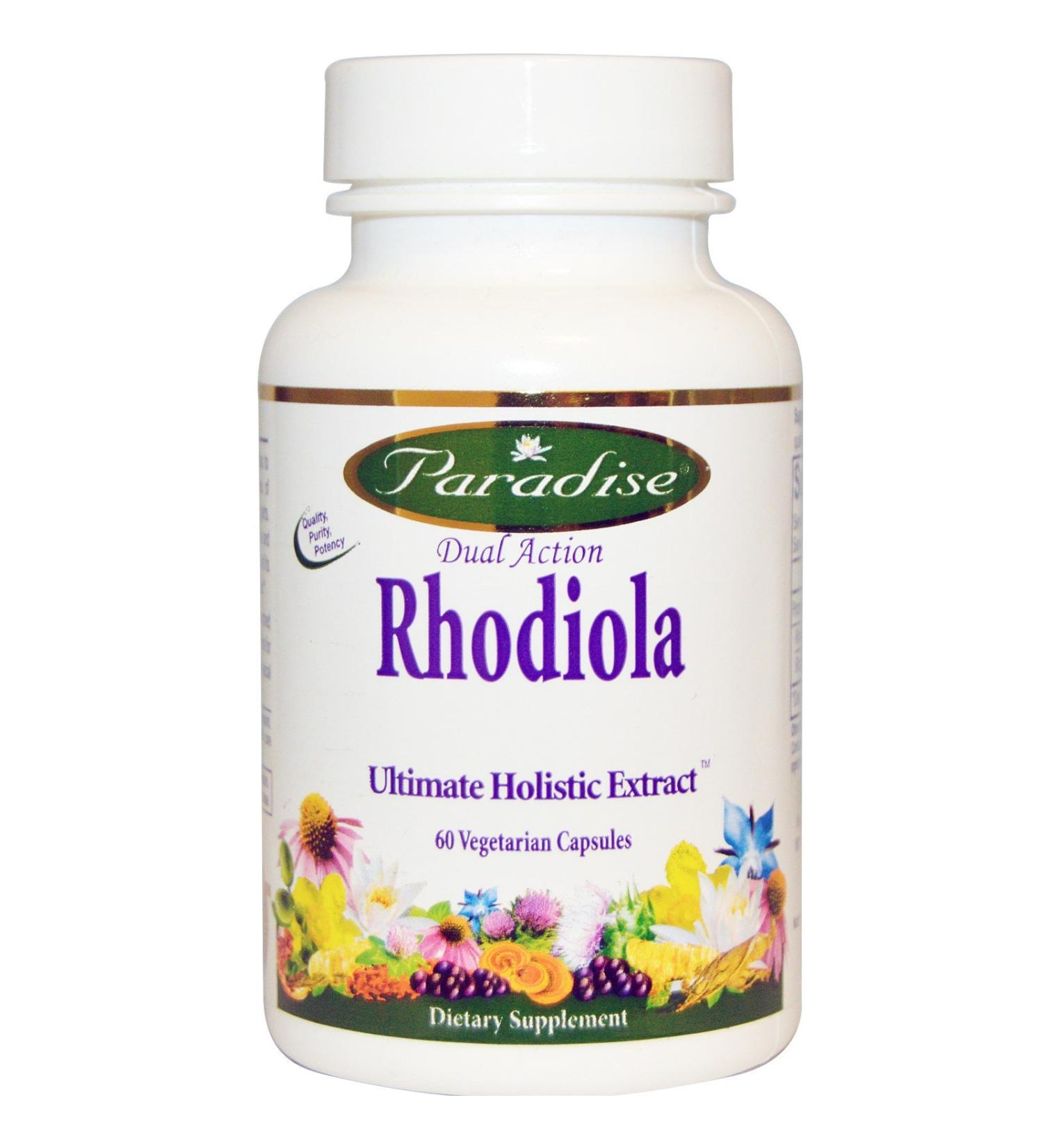Paradise Herbs Dual Action Rhodiola 60 Vegetarian Capsules