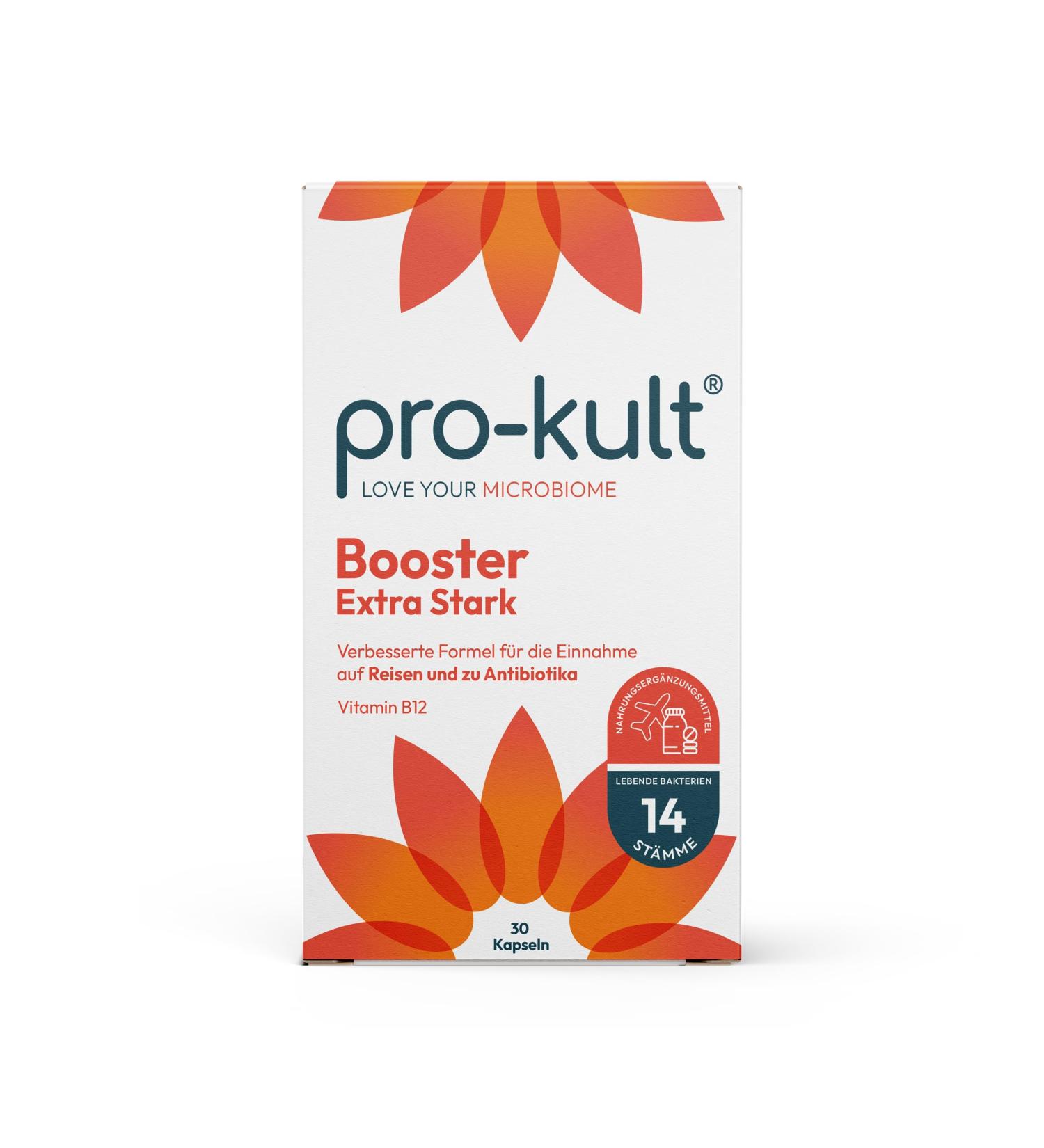 Pro-Kult Boosted Probiotics - 4x Concentrated Formula with Vitamin B12 for Immune Support | 30 Capsules - International Shipping Available - Buy Online on GoSupps.com