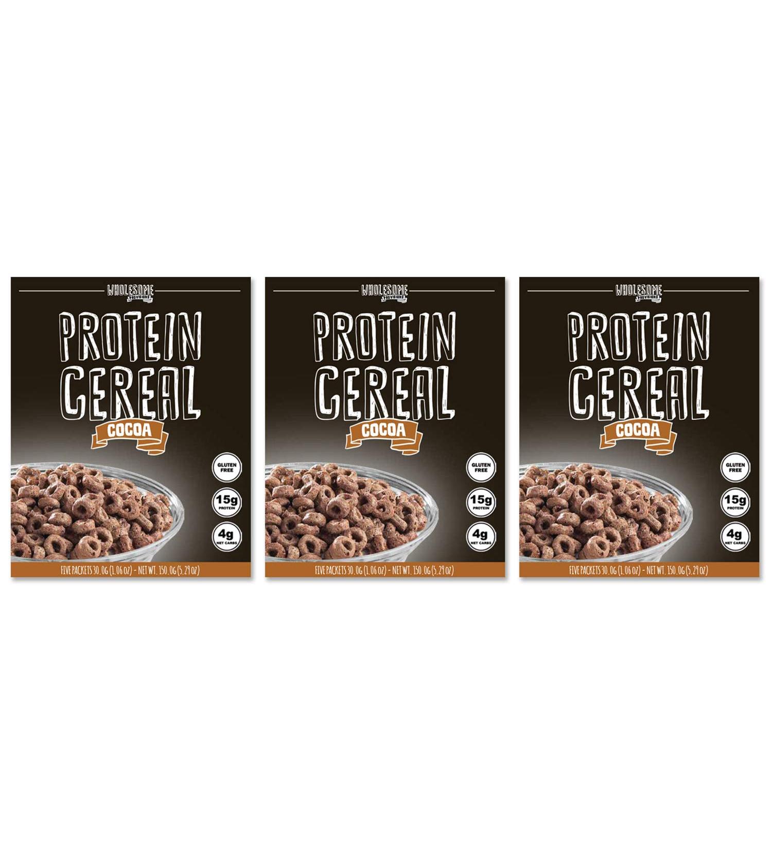 3 Pack Protein Cereal | Low Carb High Protein Cereal | 15g Protein, 4g Net Carbs | High Performance Macro-Controlled (Cocoa) - Buy Online on GoSupps.com