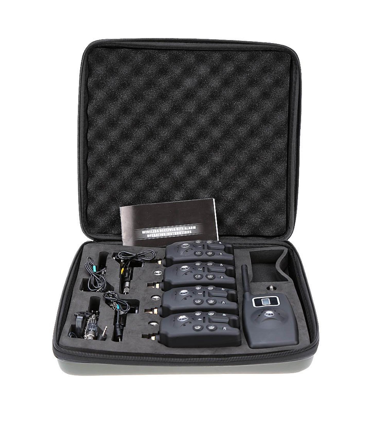 LIXADA Wireless Digital Fishing Alarm Set - LED Display 4 Gears + Recipients Portable Case - International Shipping Available - Buy Online on GoSupps.com