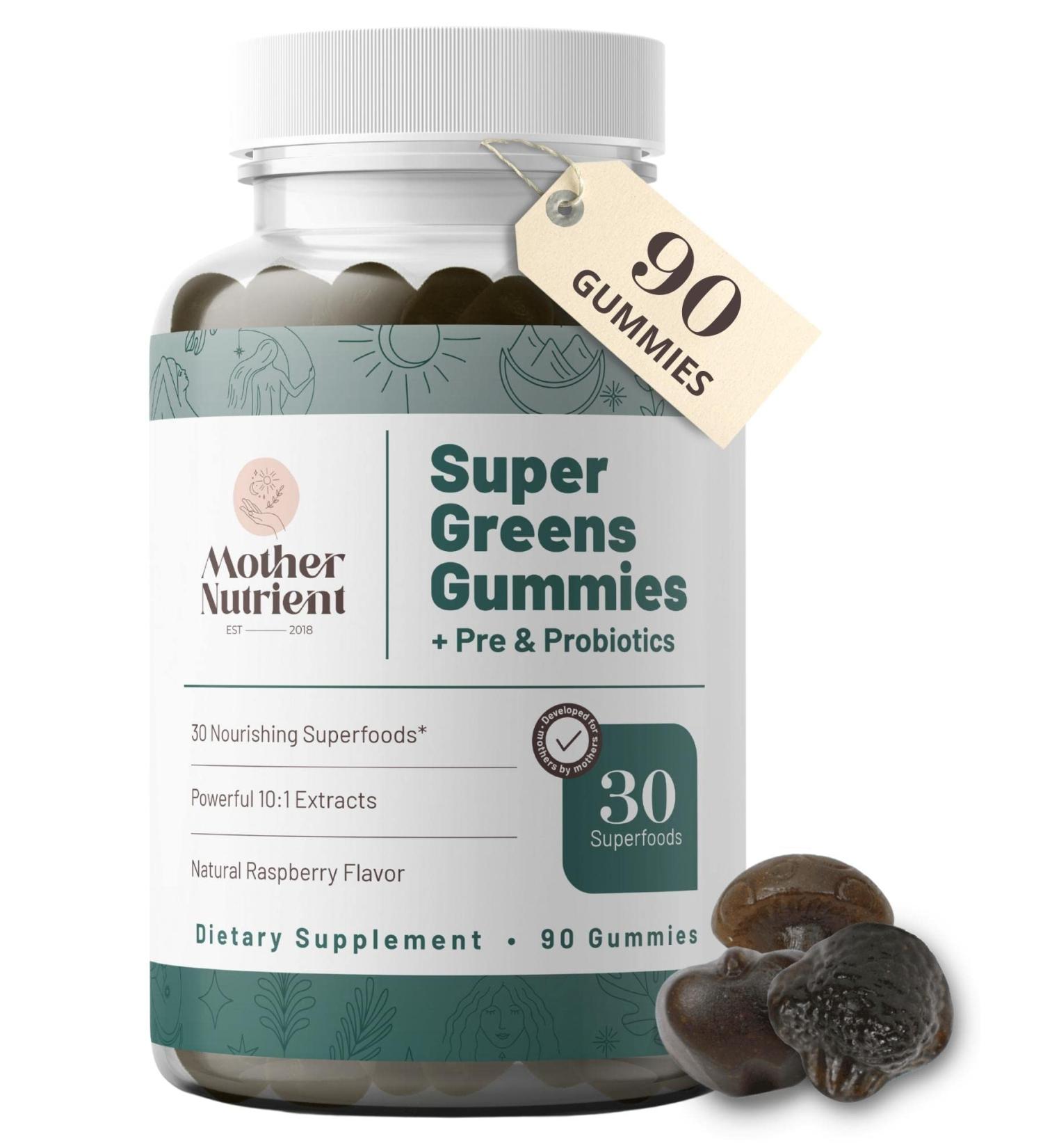 Mother Nutrient Super Greens Gummies: 30 Powerful Greens & Probiotics Women's Multivitamin (90 Gummies) - Buy Online on GoSupps.com