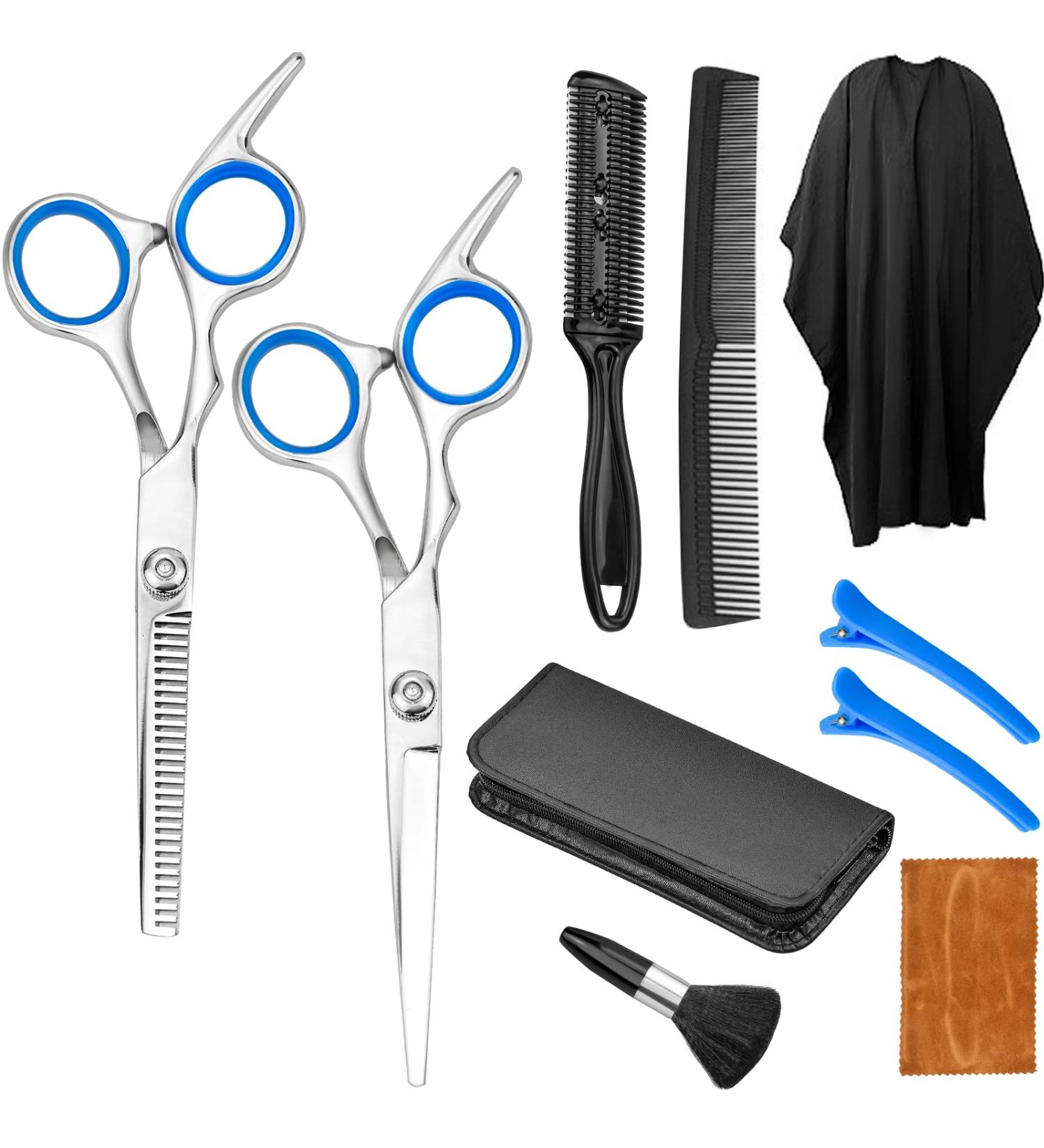 Professional 6.7-Inch Hair Scissors Set - Premium Hairdressing & Effilier Scissors for Men Women & Children - 10-Part Family Salon Kit - International Shipping Available - Buy Online on GoSupps.com