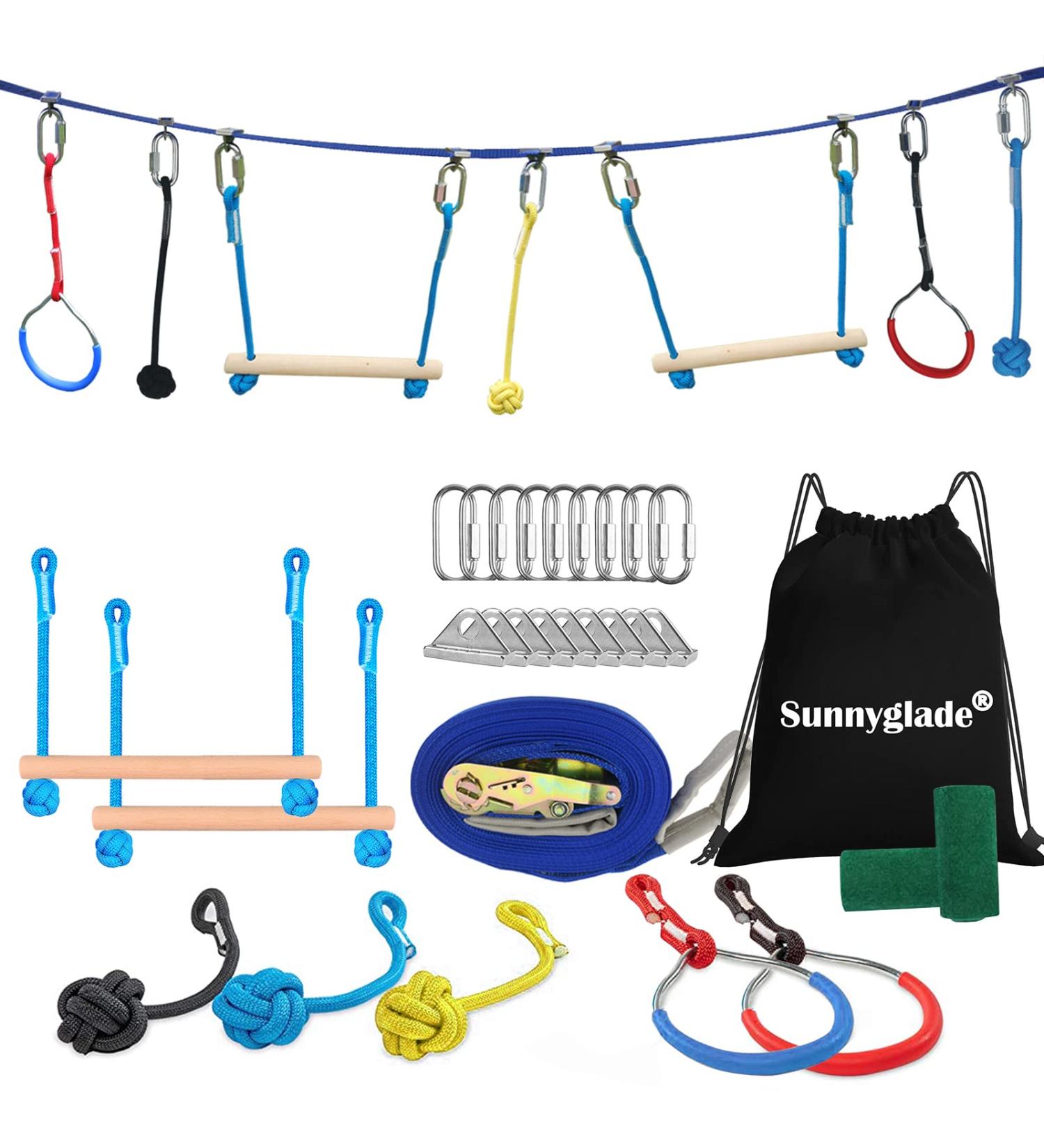 Sunnyglade 40FT Ninja Obstacle Course Kit for Kids - Complete Accessories Playset for Holiday Fun - Buy Online on GoSupps.com