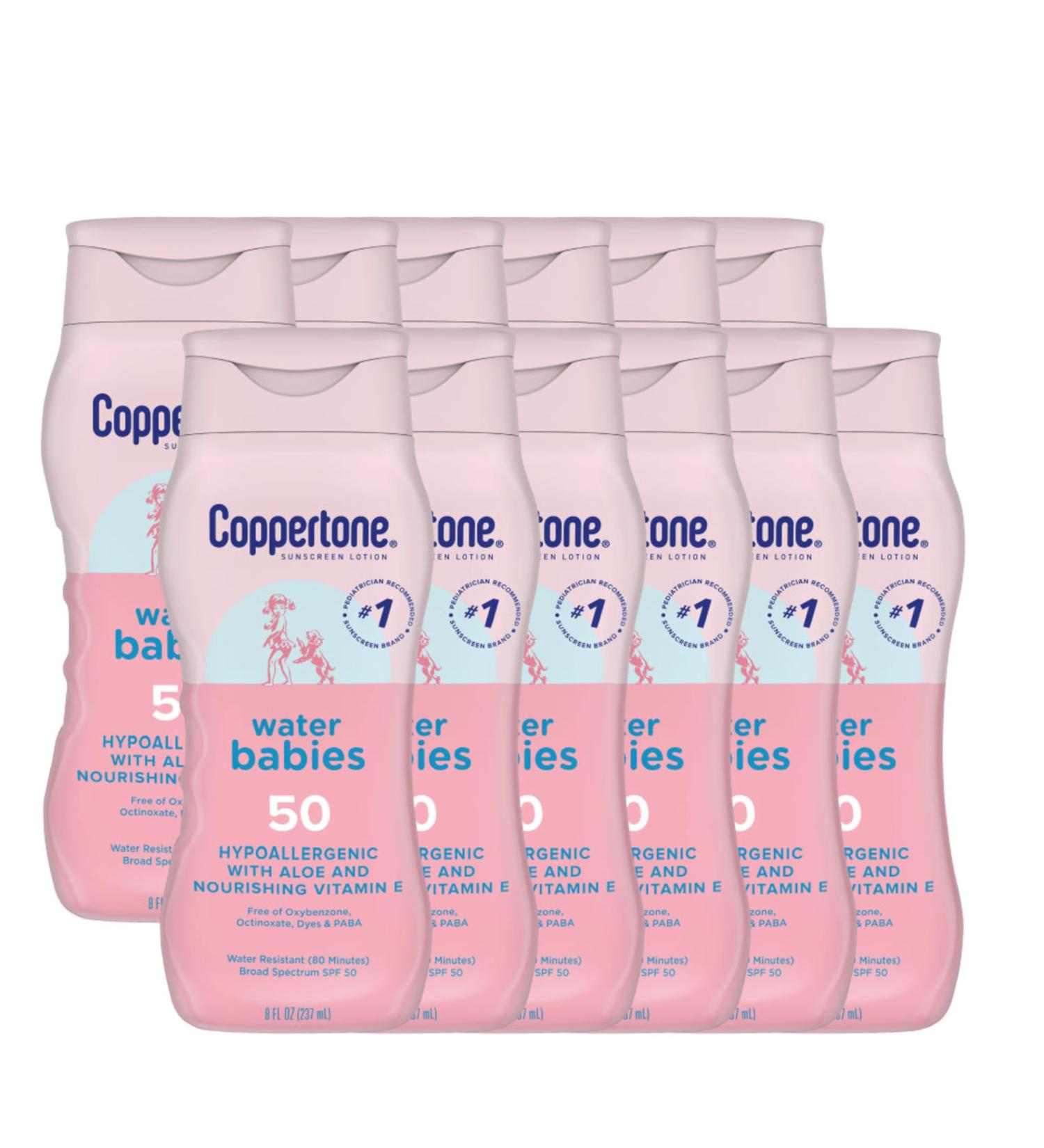 Coppertone Water Babies Sunscreen Lotion SPF 50 - Pediatrician Recommended Water Resistant 8 Fl Oz (Pack of 12) - Ideal for Kids - Buy Online on GoSupps.com