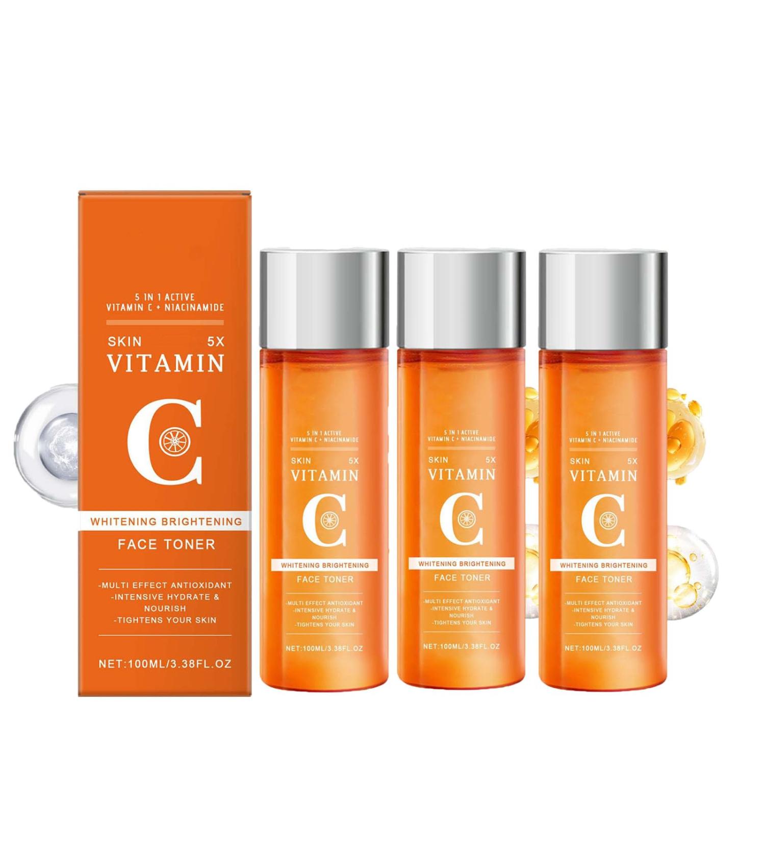 homomdy Vitamin C facial toner gentle and refreshing improves sebum production brightens the skin softens moisturizes shrinks pores reduces dark spots 3pcs - Buy Online on GoSupps.com