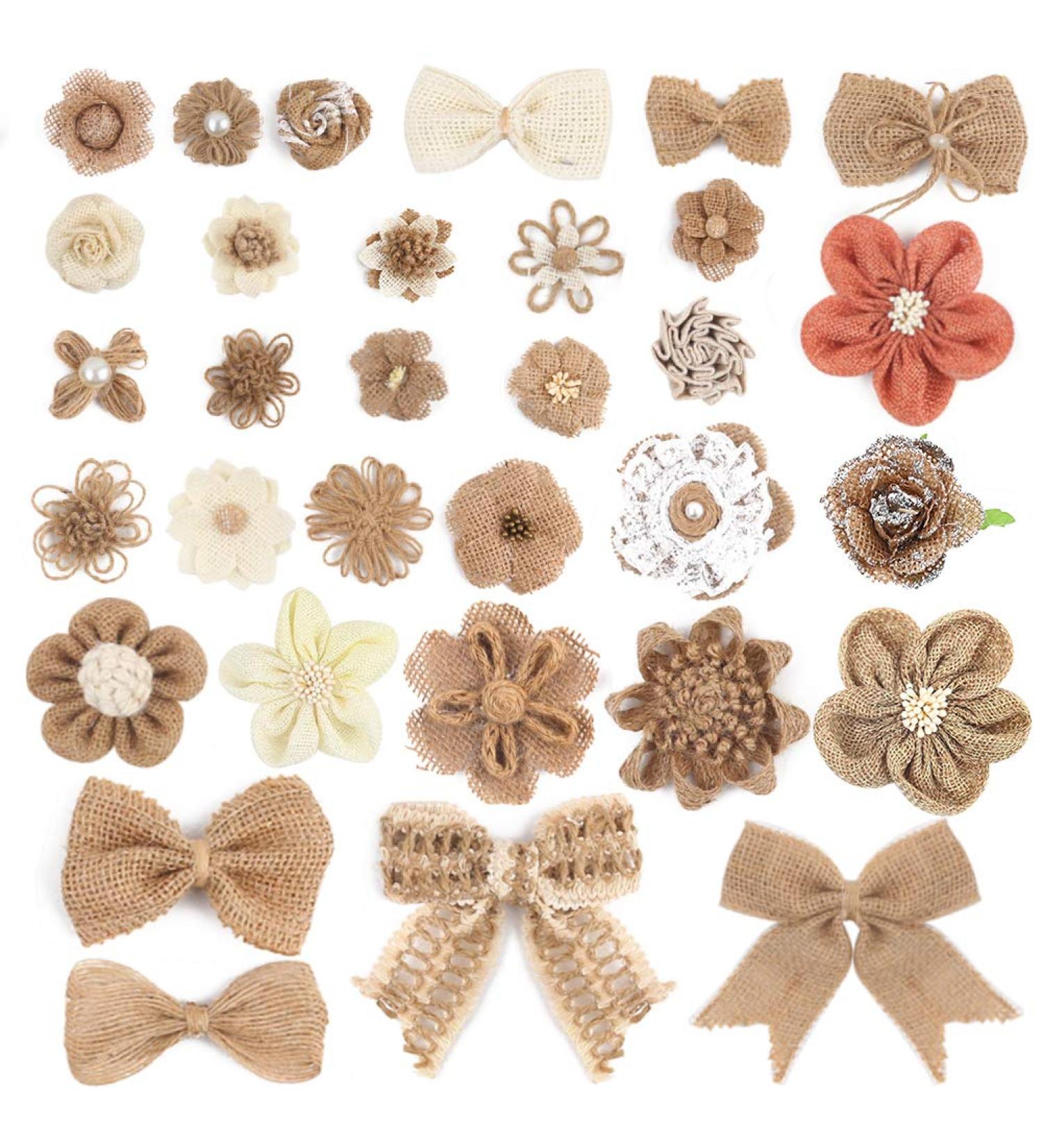 VGOODALL 32 PCS Natural Burlap Flowers Set for Wedding Party Decor and DIY Crafts - Buy Online on GoSupps.com