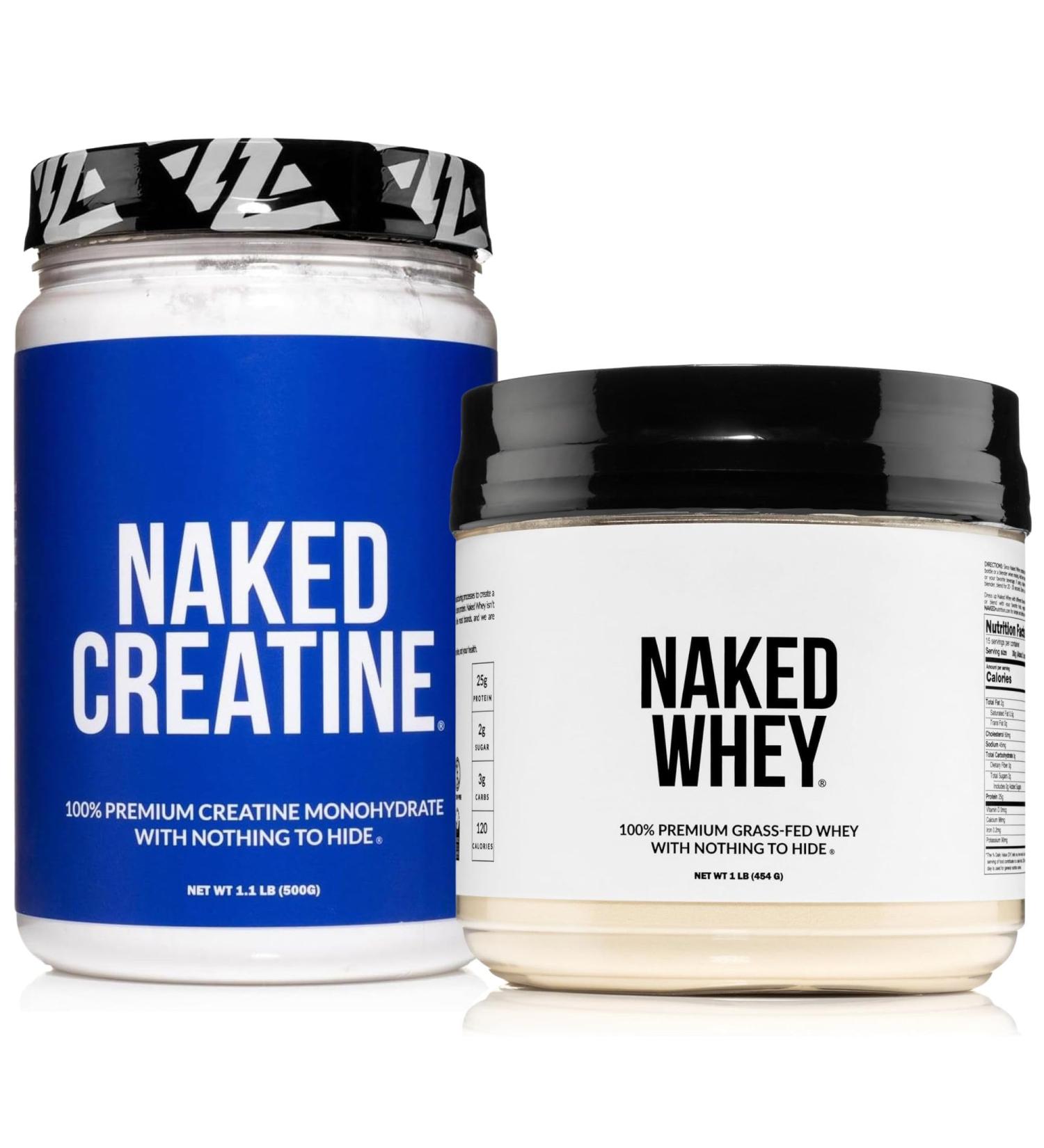 NAKED Whey Protein Powder 1LB (15 Servings) Pure Micronized Creatine Monohydrate 500g (100 Servings) Grass-Fed Bulk Non-GMO Gluten Free Soy Free - Buy Online on GoSupps.com