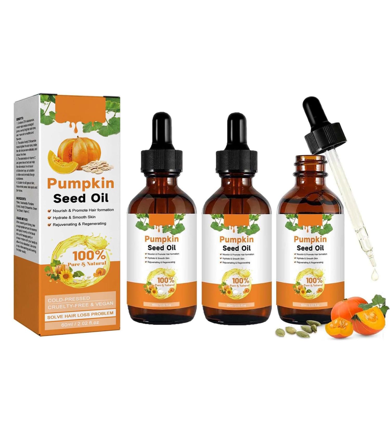  Orgrul Pumpkin Seed Oil - 3 x 100% Organic Pumpkin Seed Oil - Ideal for Hydrating and Repair Dry and Damaged Hair Use on Hair and Skin - Buy Online on GoSupps.com
