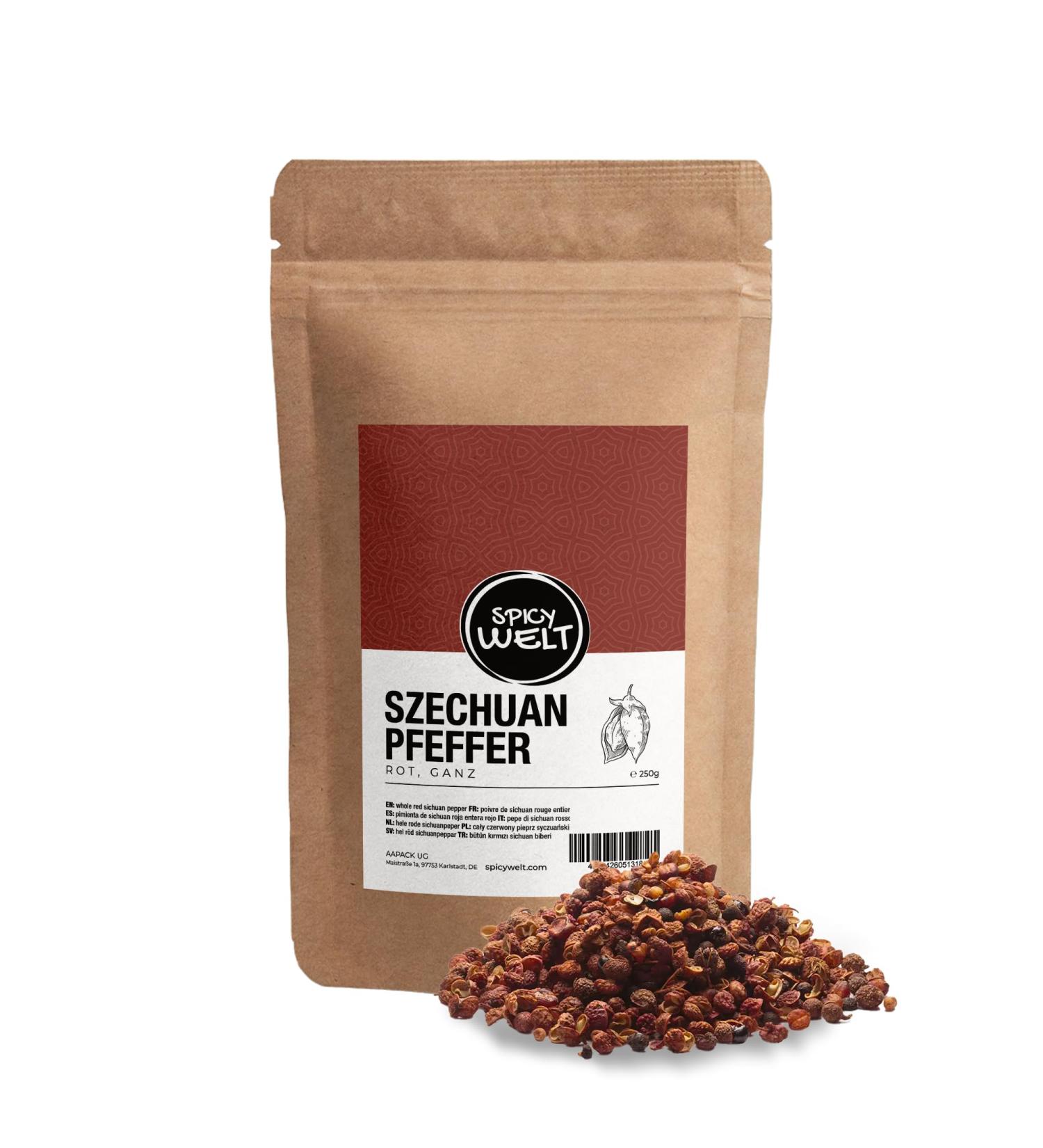 Spicy Welt Poivre de Sichuan Rouge Entier (250g) Baies de Sichuan (Hua Jiao) | Pour Wok Canard Mapo Tofu & Marinade | Ar me Floral & Bois | 100% Naturel Sans Additifs - Buy Online on GoSupps.com