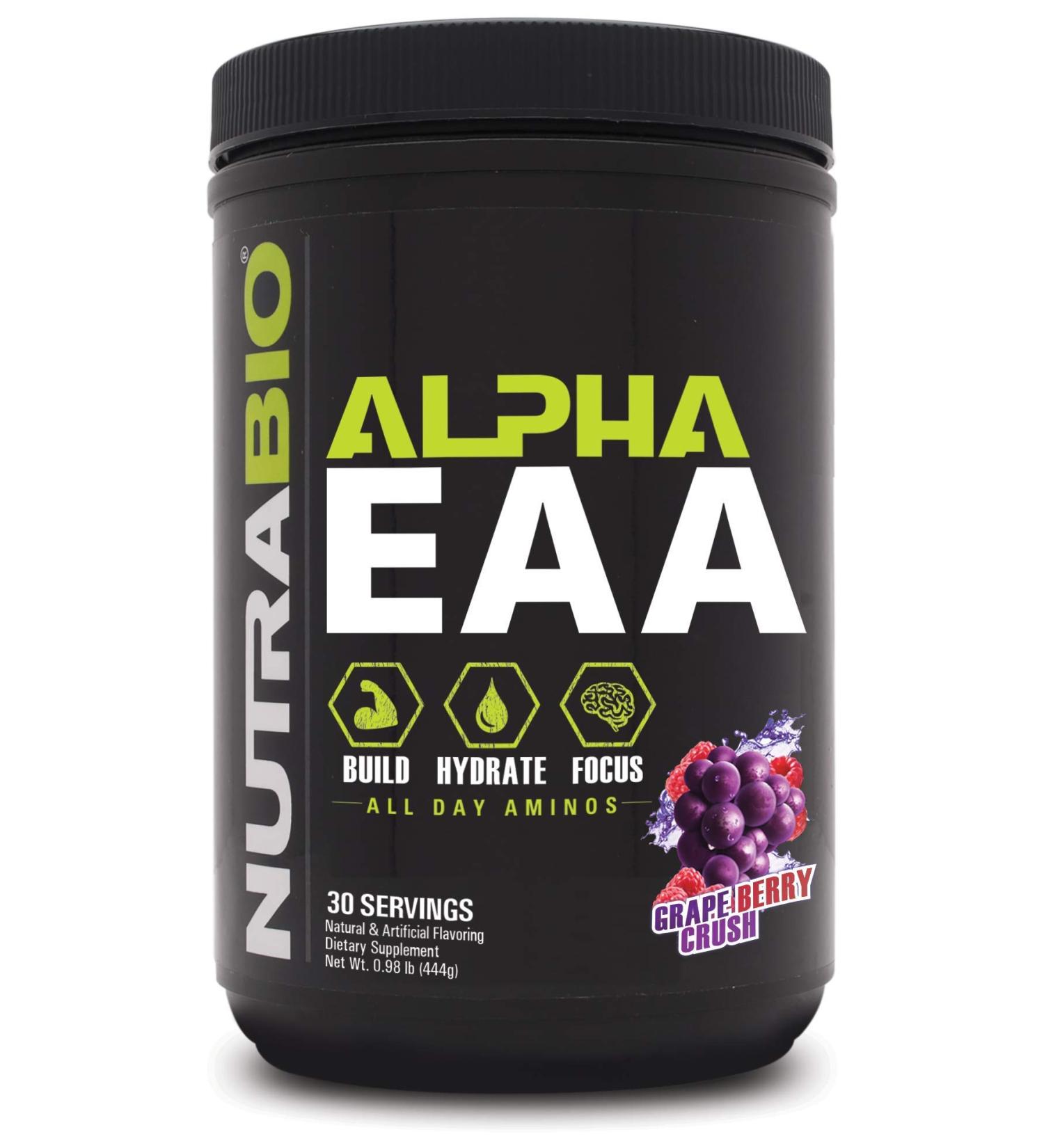 NutraBio Labs Alpha EAA Grape Berry Crush - Essential Amino Acids 0.98 lb (444g) - Buy Online on GoSupps.com
