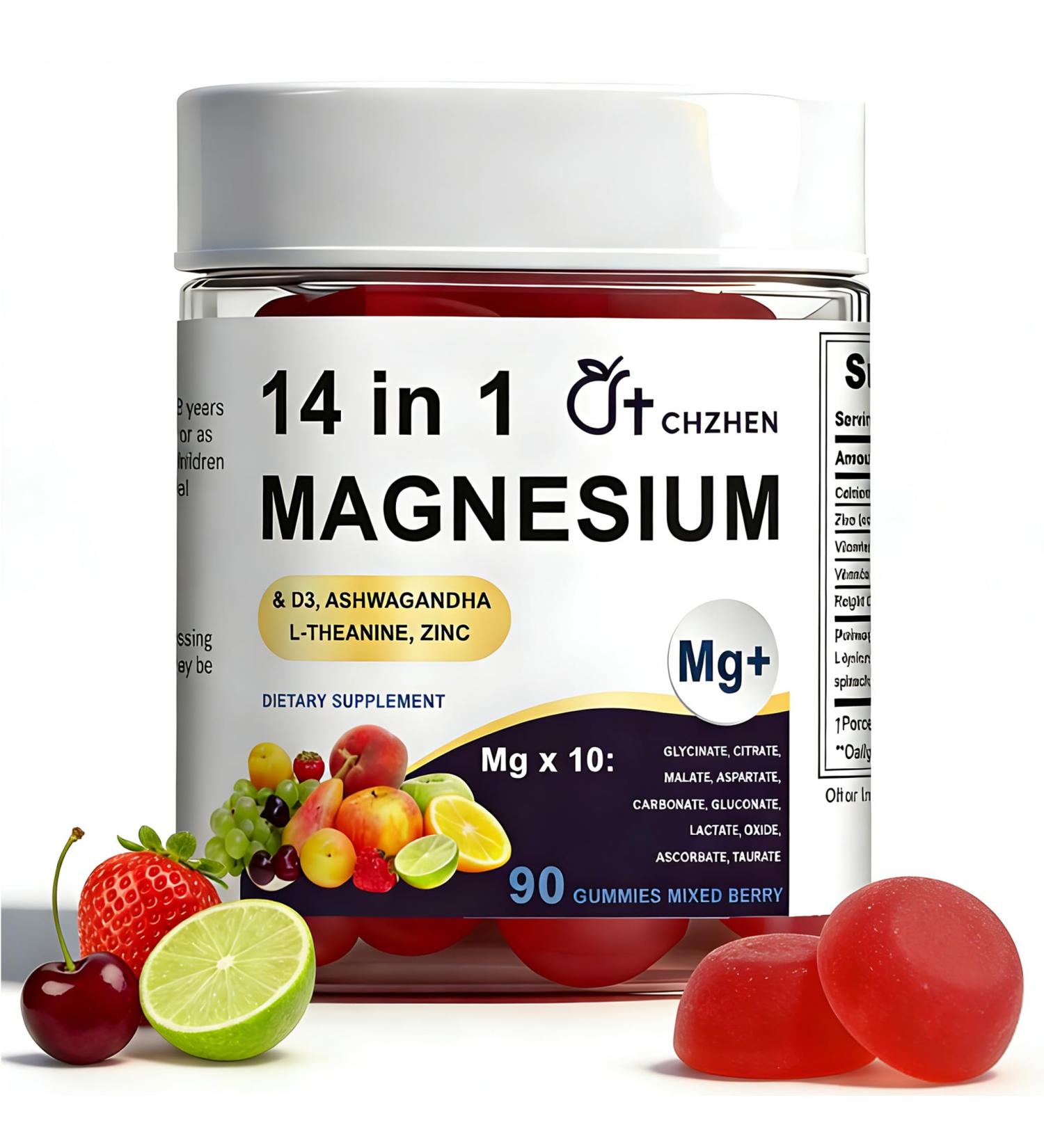 Magnesium 14-in-1 Complex Gummies with Ashwagandha & L-Theanine Zinc | Deep Clamly Magnesium Glycinate Gummies Stress Relief & Calm Support Formula | Vegan Sugar-Free Supplement 90 Count - Buy Online on GoSupps.com