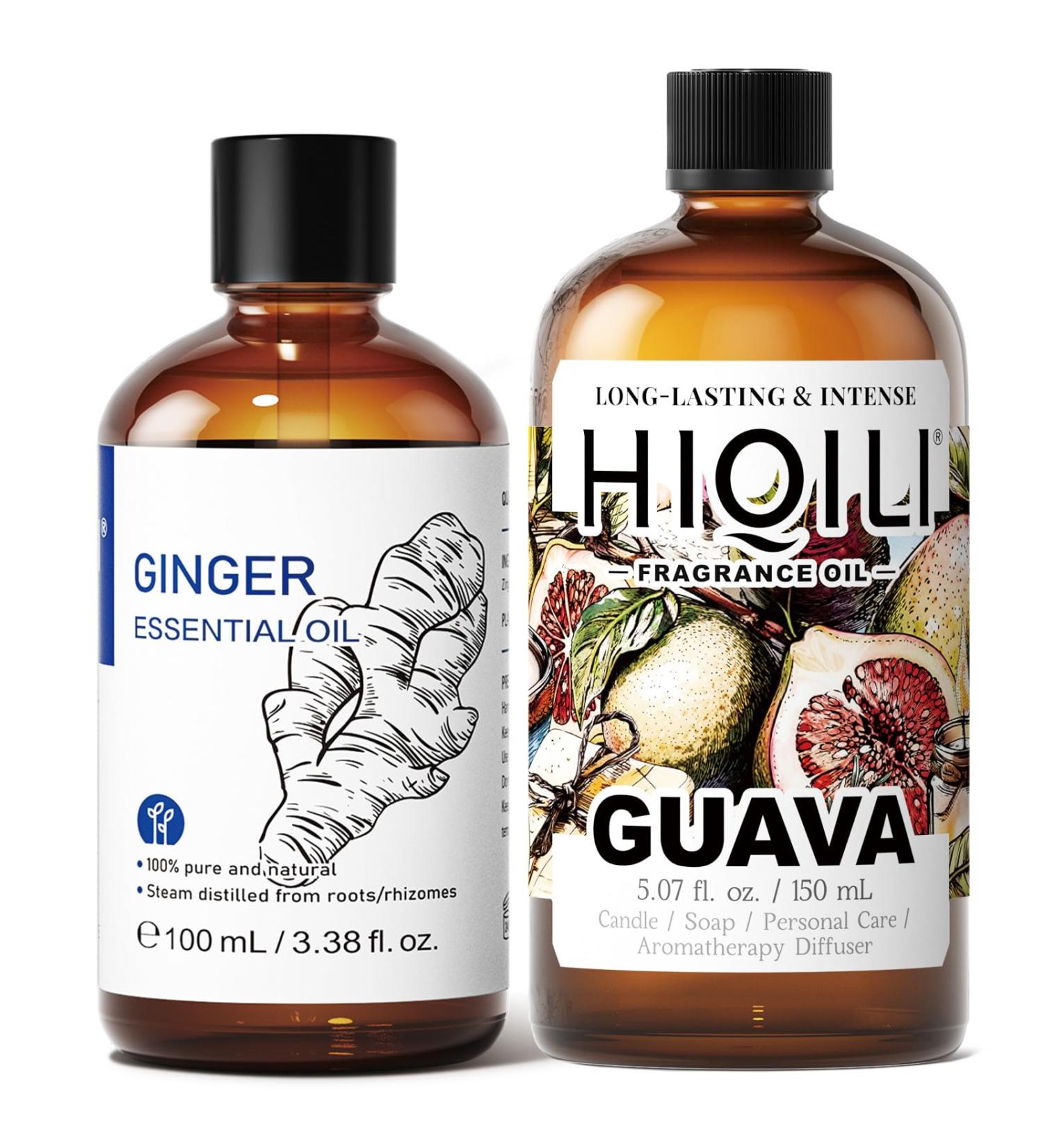 HIQILI 100ML Pure Ginger Essential Oil & 150ML Guava Fragrance Oil for DIY Diffuser - Buy Online on GoSupps.com