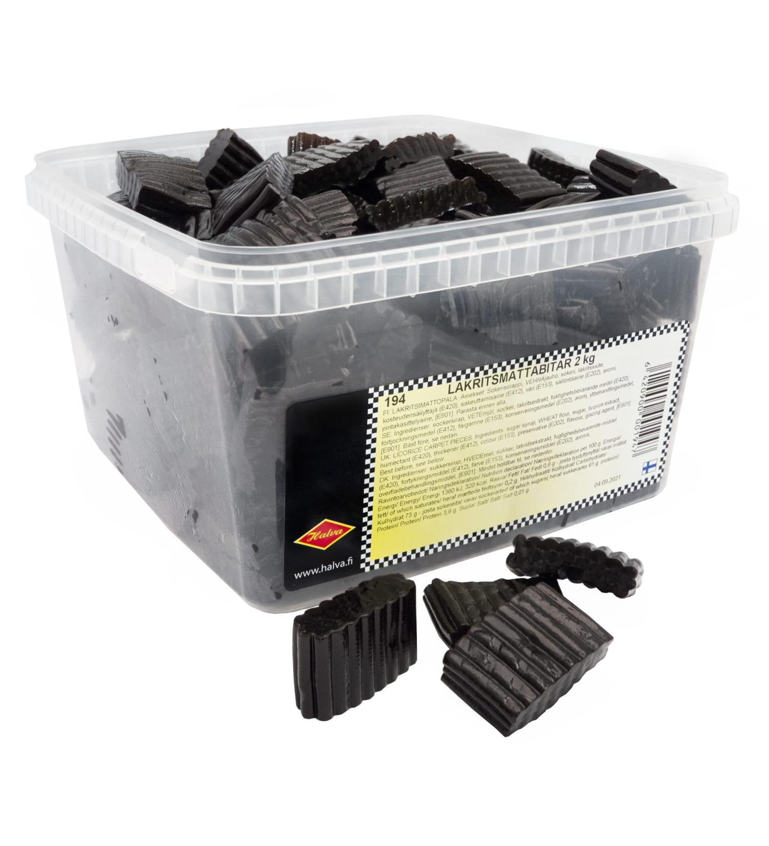 Halva Sweet Reglisse Lakritsimattopala Bo te bonbons en vrac 2 kg