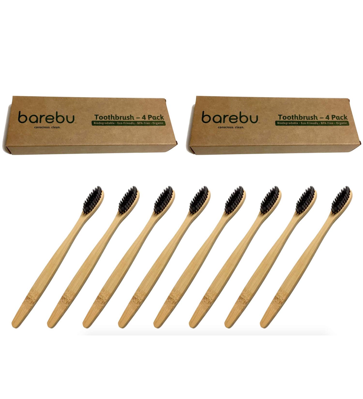BPA-Free Biodegradable Bamboo Toothbrush Set - 8-Pack with Activated Carbon Bristles for Whitening & Microfleece Removal - Buy Online on GoSupps.com