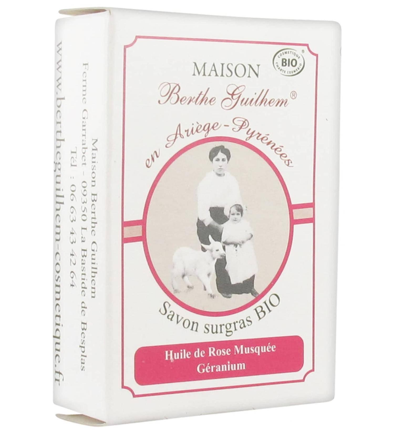 Maison Berthe Guilhem Organic Superfatting Soap with Geranium Rose Oil 100 g