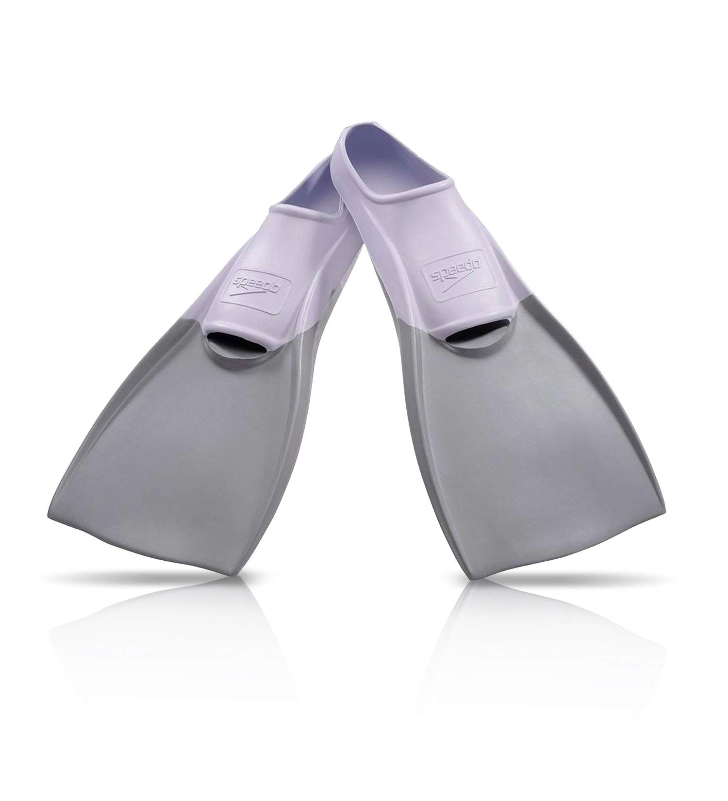 Speedo Unisex Swim Training Fins - Men's 8-9 | Women's 9.5-10.5 - White/Grey - Buy Online on GoSupps.com