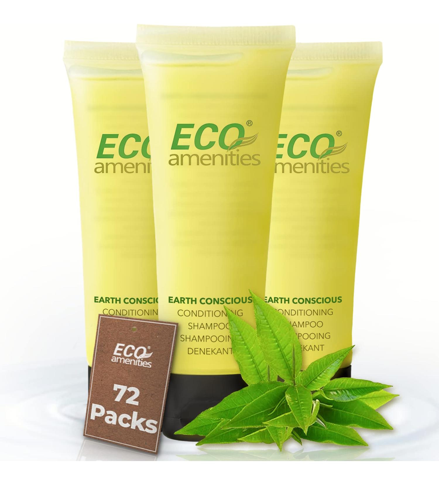 Eco Amenities Travel Size Conditioning Shampoo - 72 Pack 1 oz Tubes with Flip Caps, Green Tea Scent - Bulk Case of Mini 2-in-1 Shampoo & Conditioner for Hair Care - Buy Online on GoSupps.com