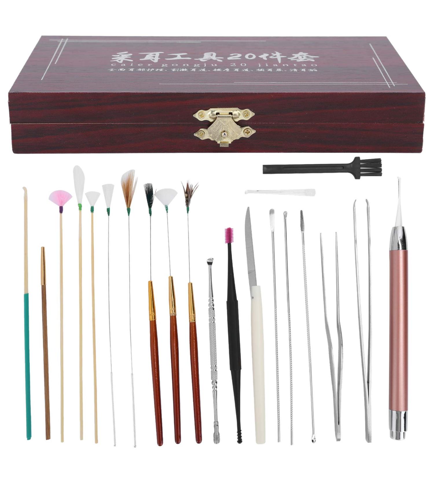 20pcs Stainless Steel Earwax Remover Kit Ear Wax Removal Spoon Curette Tweezers Cleaning Tool Storage Box Ear Picking Tools Retro Copper Buckle Earwax Removal Aid - Buy Online on GoSupps.com