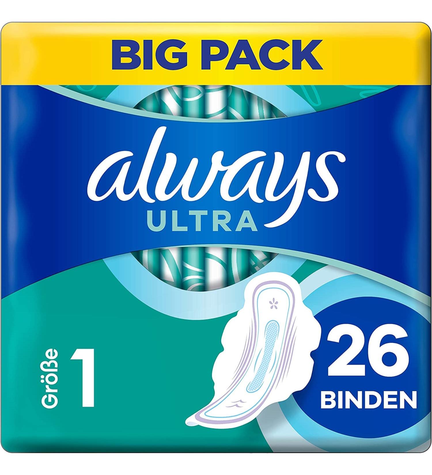 Always Ultra Pads for Women - Normal Size 1 Sanitary Pads with Wings Big Pack (26 Pieces) - Comfort & Protection - Buy Online on GoSupps.com