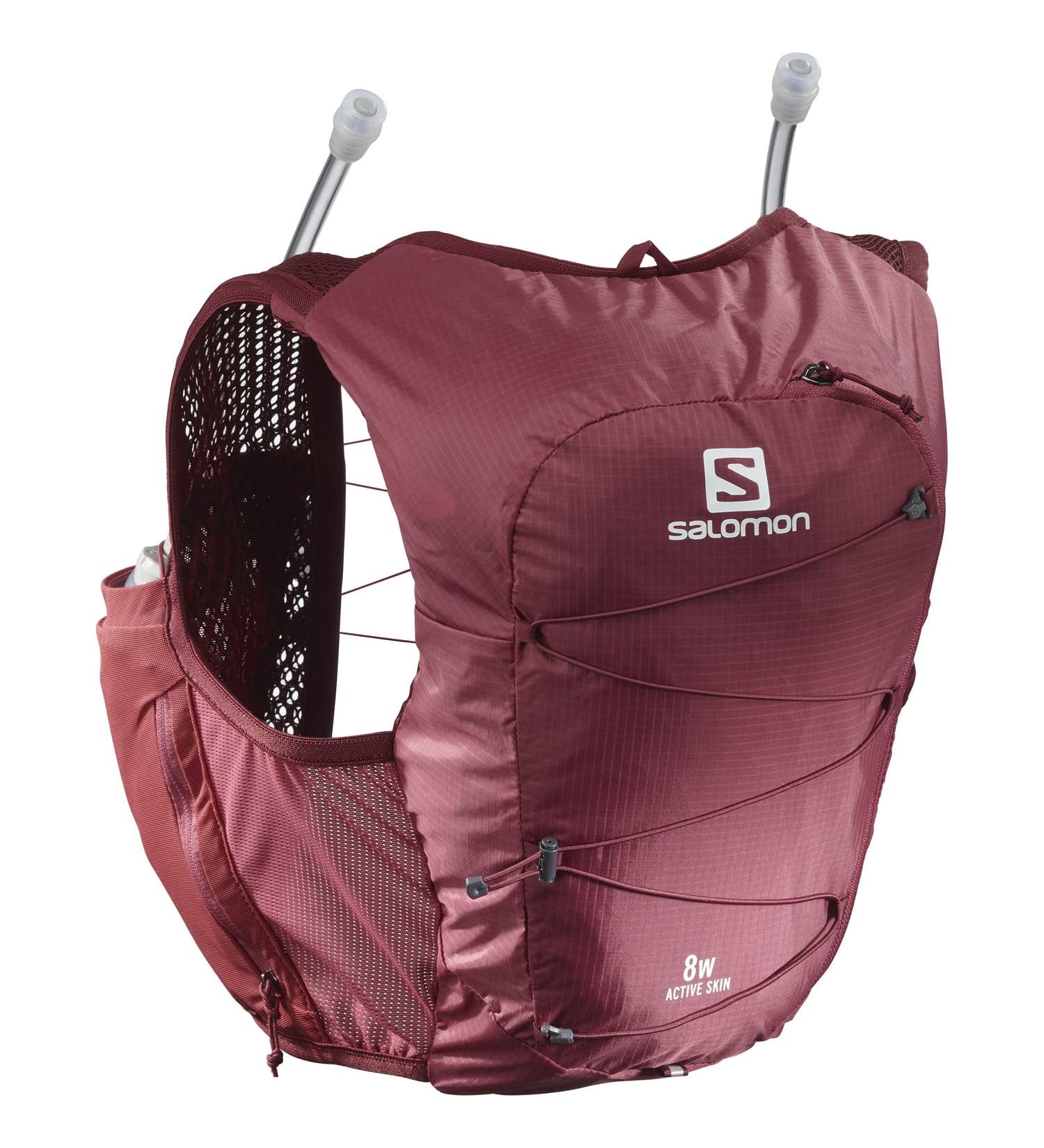Salomon Active Skin 8 Set Women's Hydration Vest with 2 Soft Flasks - Medium Earth Red/Cabernet | Trail Running and Hiking - Buy Online on GoSupps.com