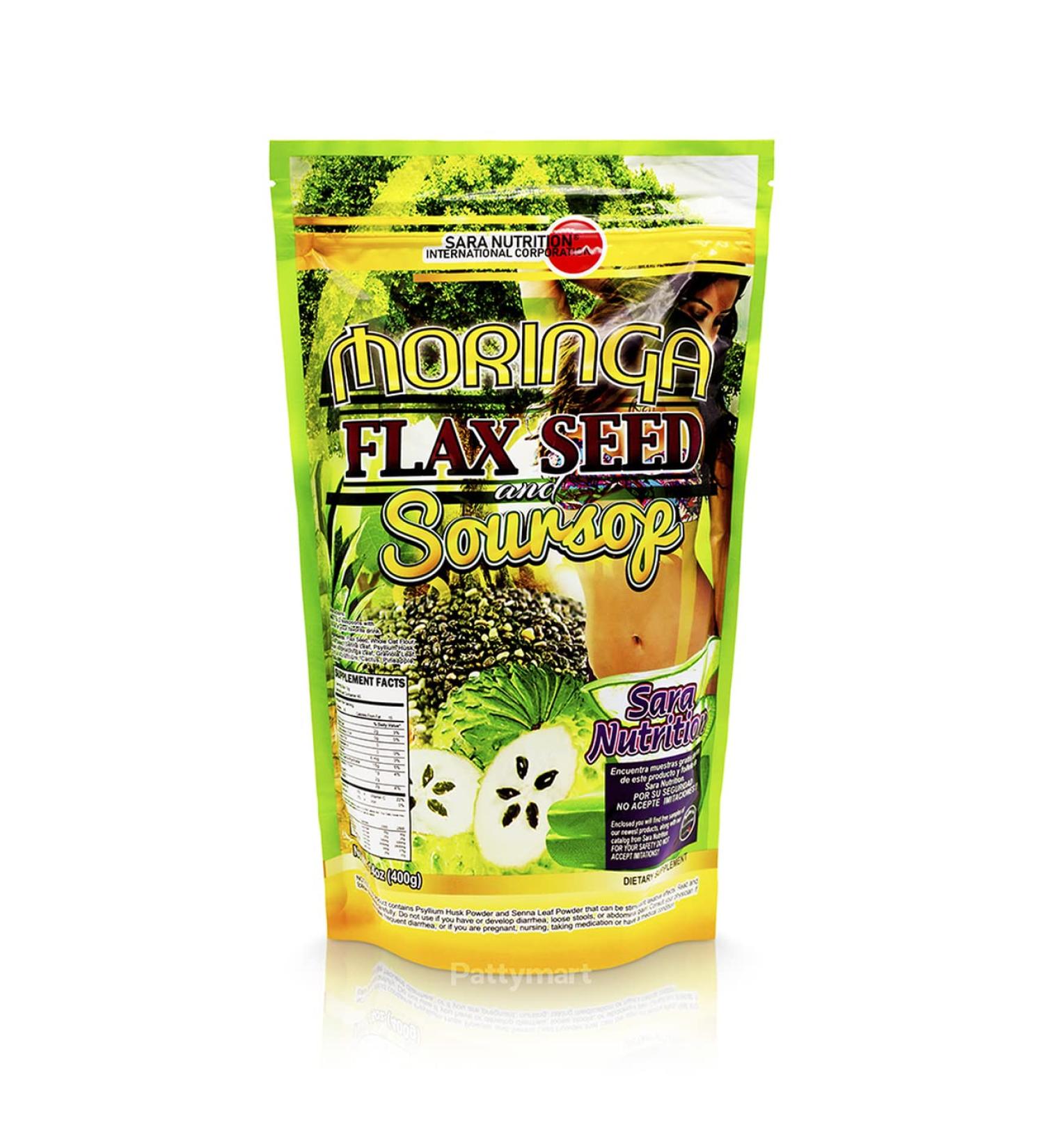Sara Nutrition Organic Company Moringa Linaza Guanabana/Flax Seed Soursop
