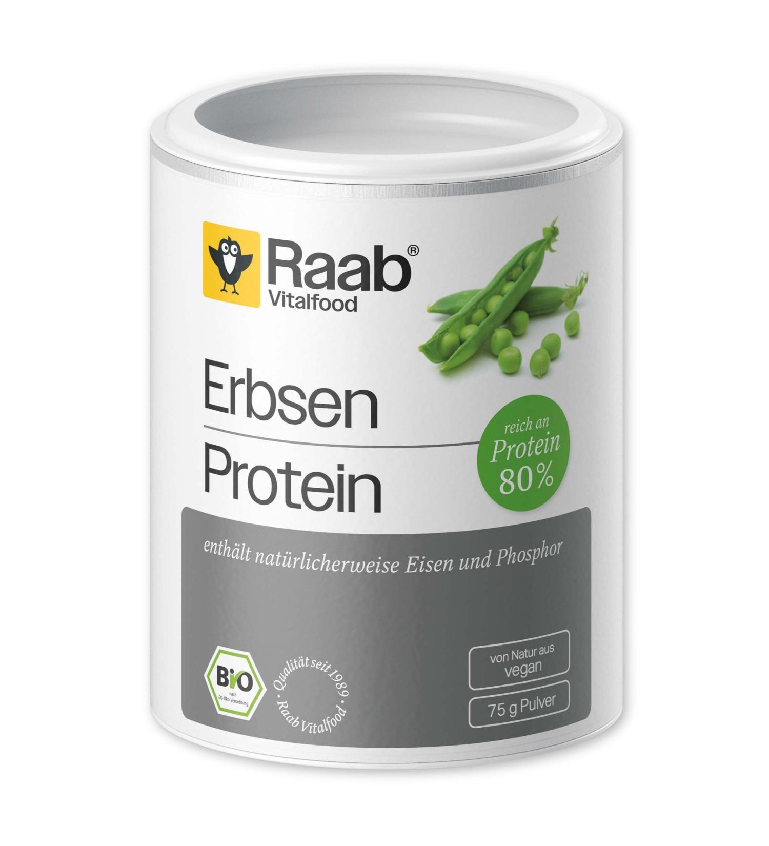 Raab Vitalfood Organic Pea Protein Powder - 80% Protein Vegan Iron-Rich | 75g Pure Protein Powder for Health & Wellness - Buy Online on GoSupps.com