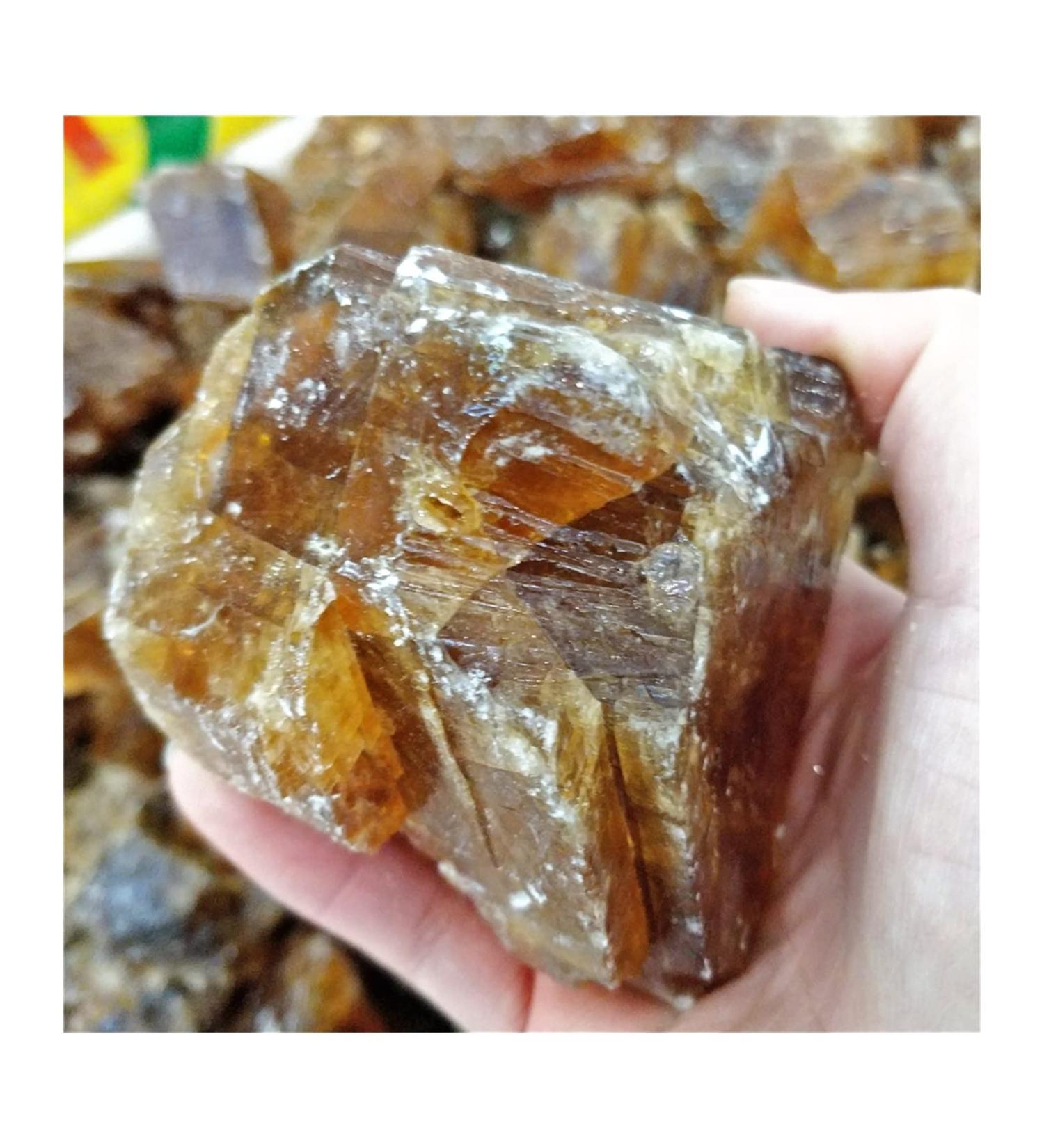 Natural Raw Orange Honey Amber Calcite Quartz Ores Specimen Rough Crystal Stones Decor Collections in Bulk Raw Stones and Minerals 850-1000g - Buy Online on GoSupps.com