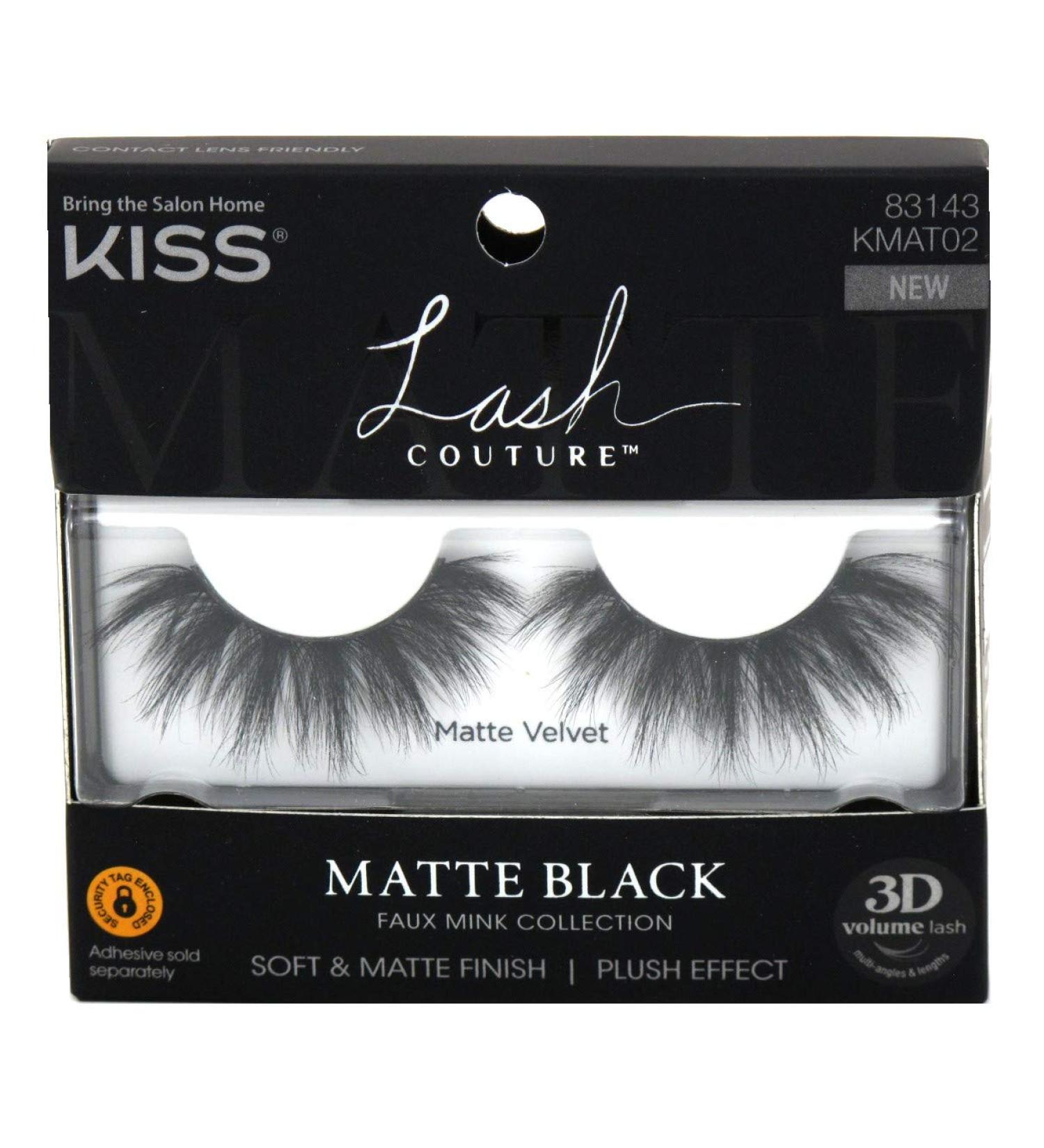 Kiss Lash Couture Matte Black Faux Mink 3D Matte Velvet (Pack of 6)