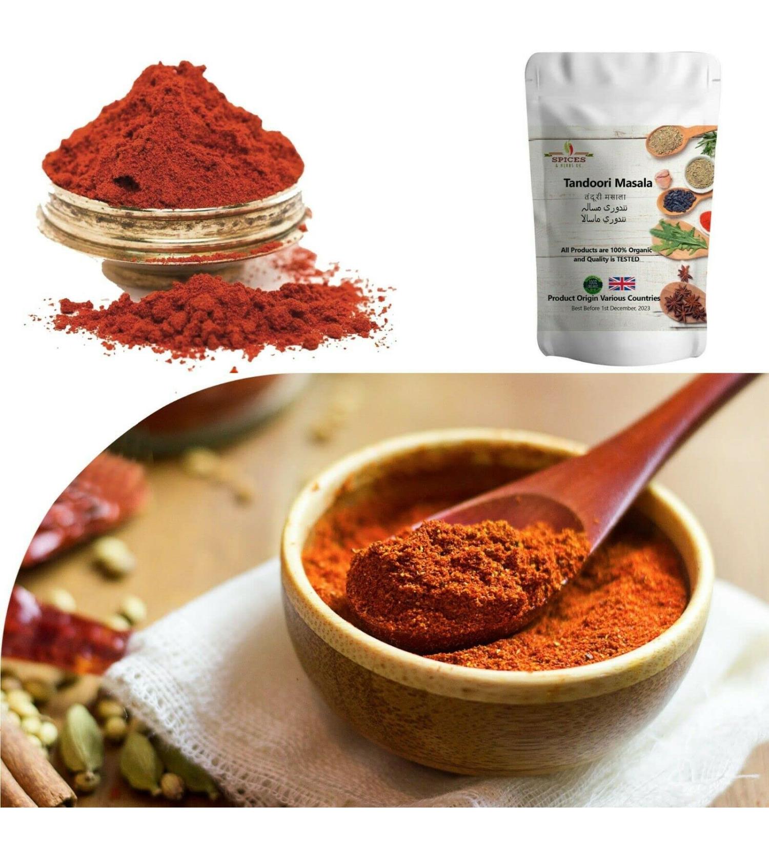 Premium Tandoori Masala Powder by Spices&HerbsUK - 500g | Ideal for Meat, Chicken & Vegetables - Perfect for Marinades, Grilling & Baking - Buy Online on GoSupps.com