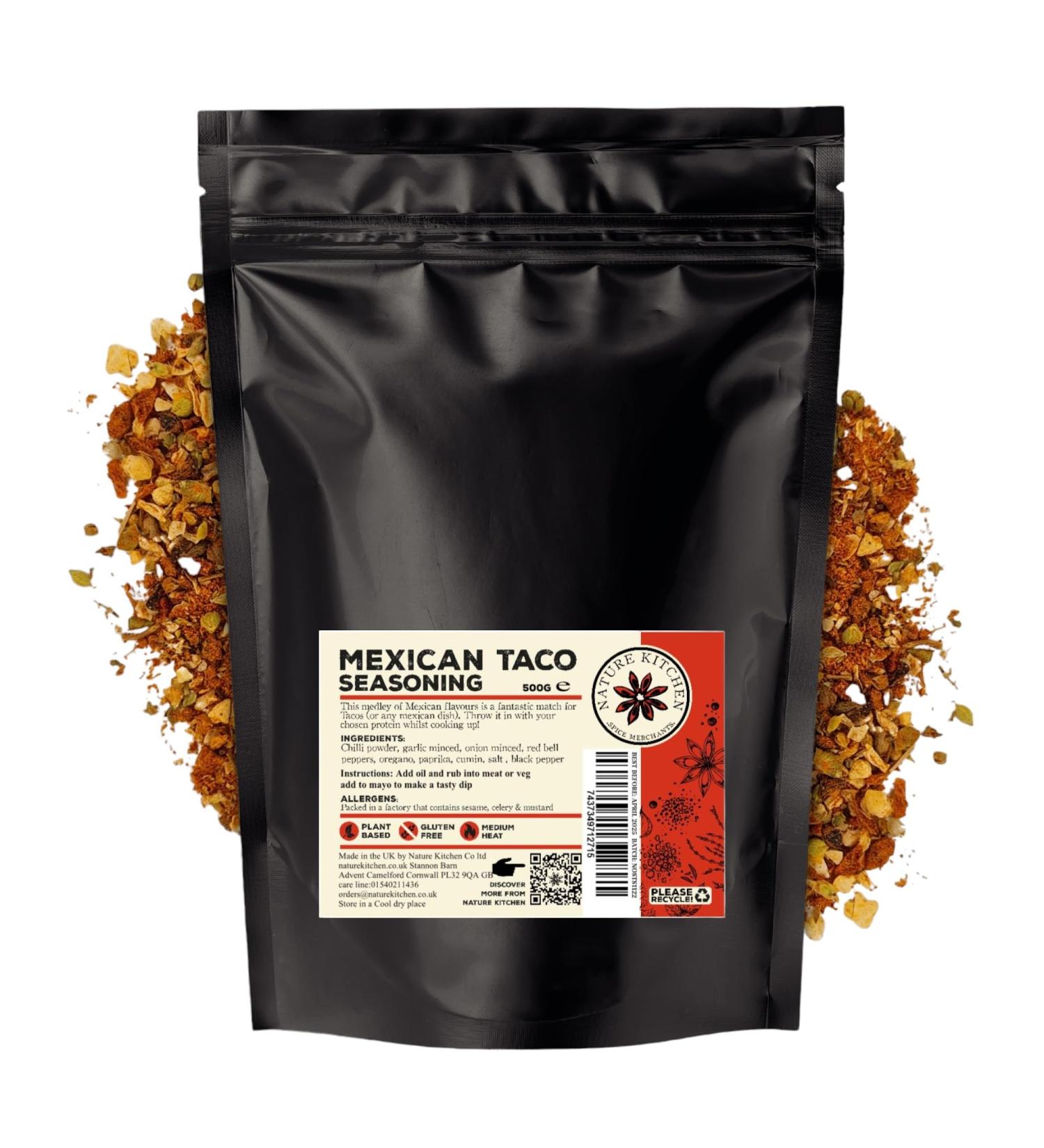 Nature Kitchen Hot & Spicy Taco Seasoning 500g - Gluten-Free & Vegan Blend for Marinades, Sauces, Frying, Baking, Grilling - Buy Online on GoSupps.com