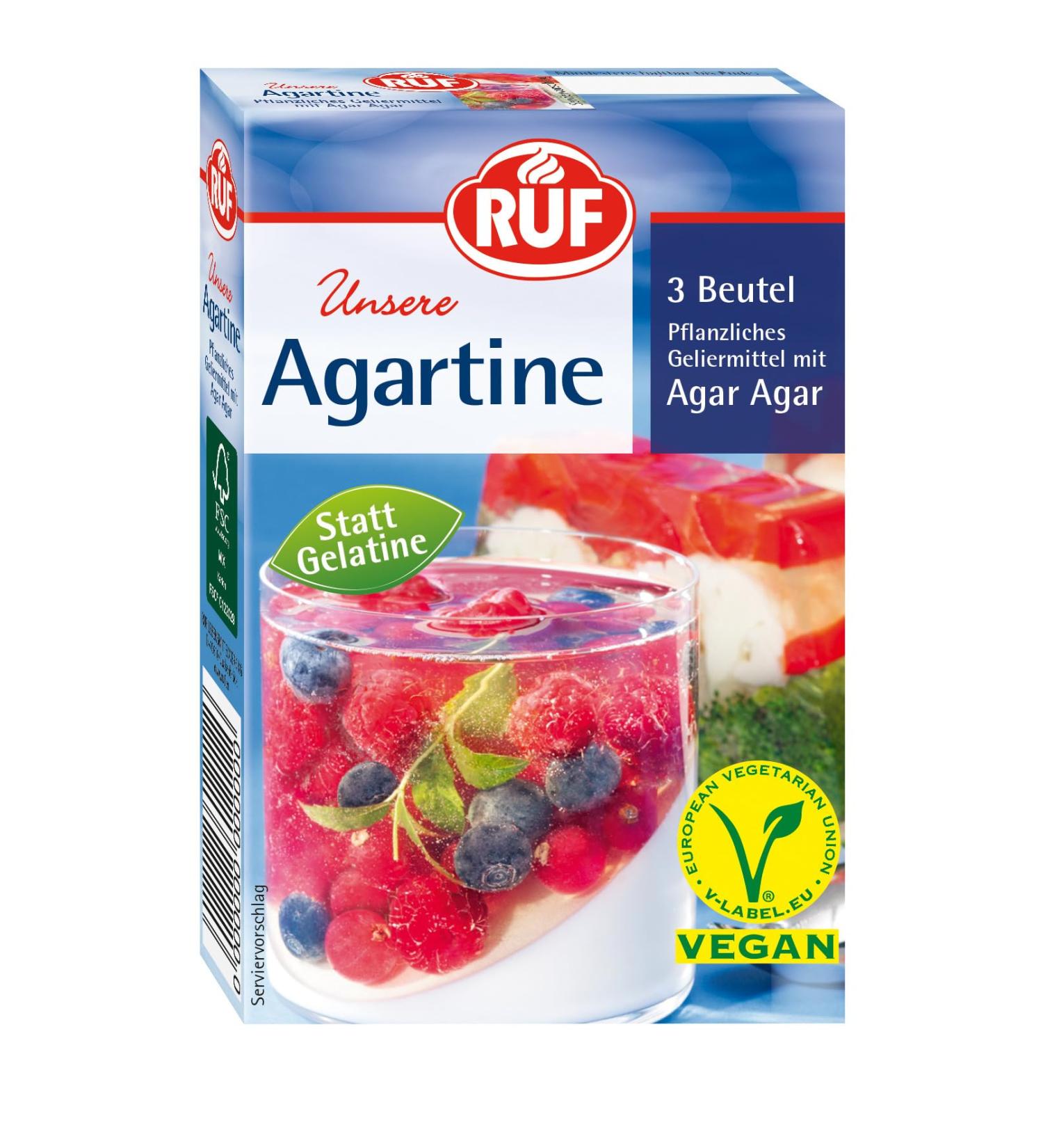 Ruf Agartine Powder - Vegan & Gluten-Free Vegetable Gelling Agent | Replacement for Animal Gelatin | Ideal for Cakes Creams & Desserts | 30g Pack - Buy Online on GoSupps.com