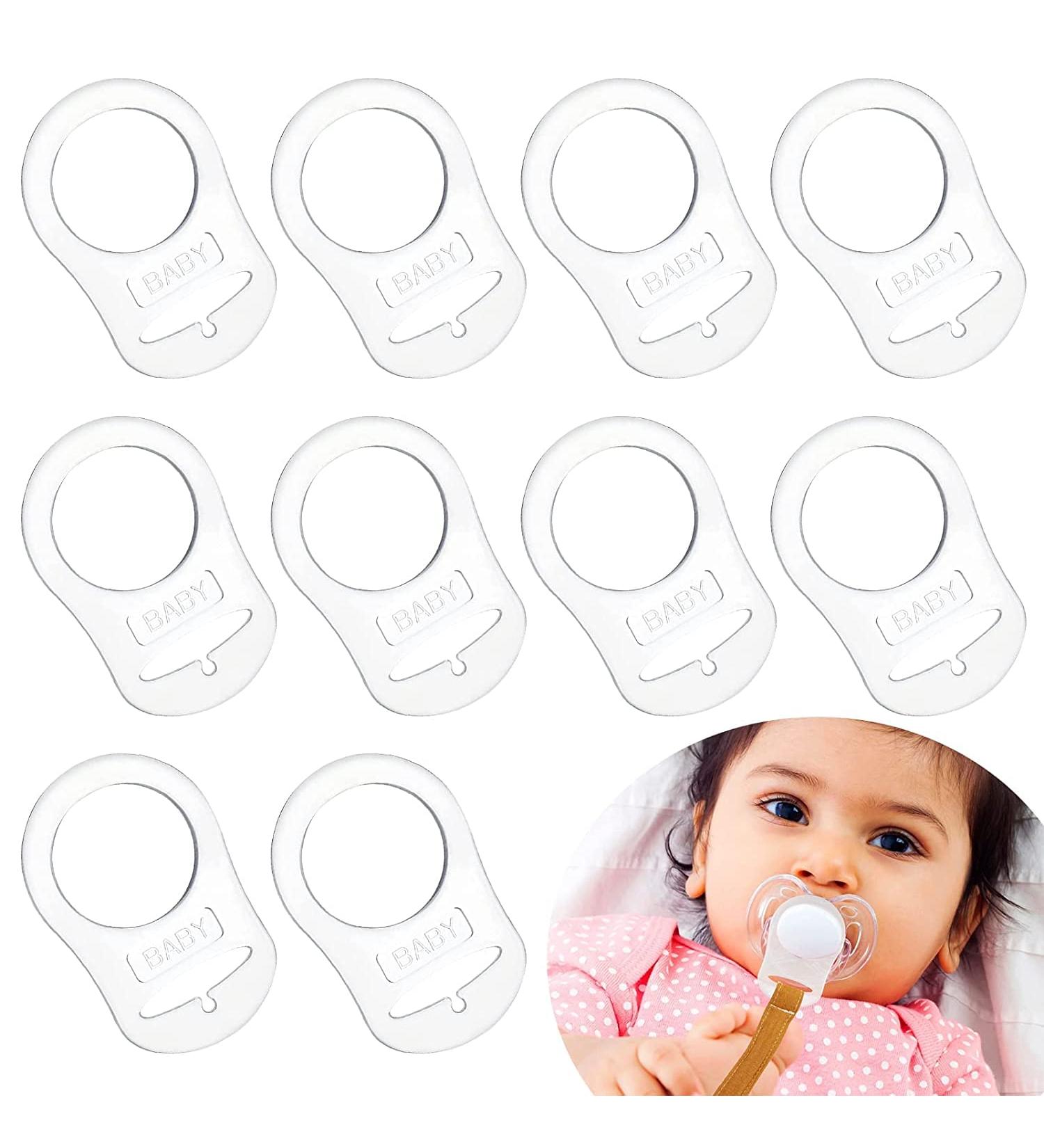 10 Pack Baby Silicone Ring Pacifier Holder - Transparent Adapter & Clip for Infant Pacifiers - Buy Online on GoSupps.com