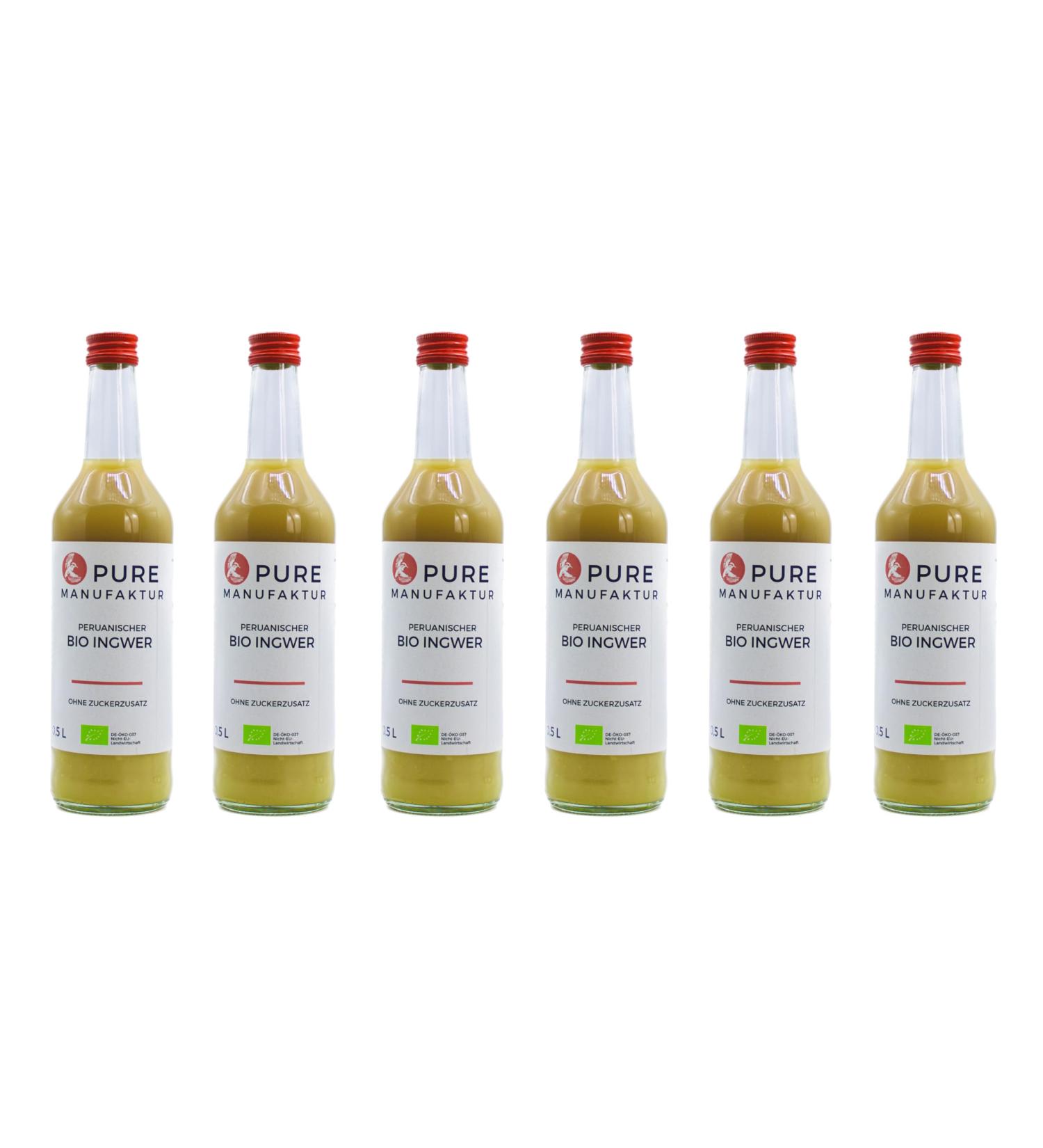 Pure Ginger – High quality Peruvian organic ginger without sugar and artificial additives (6x500ml)