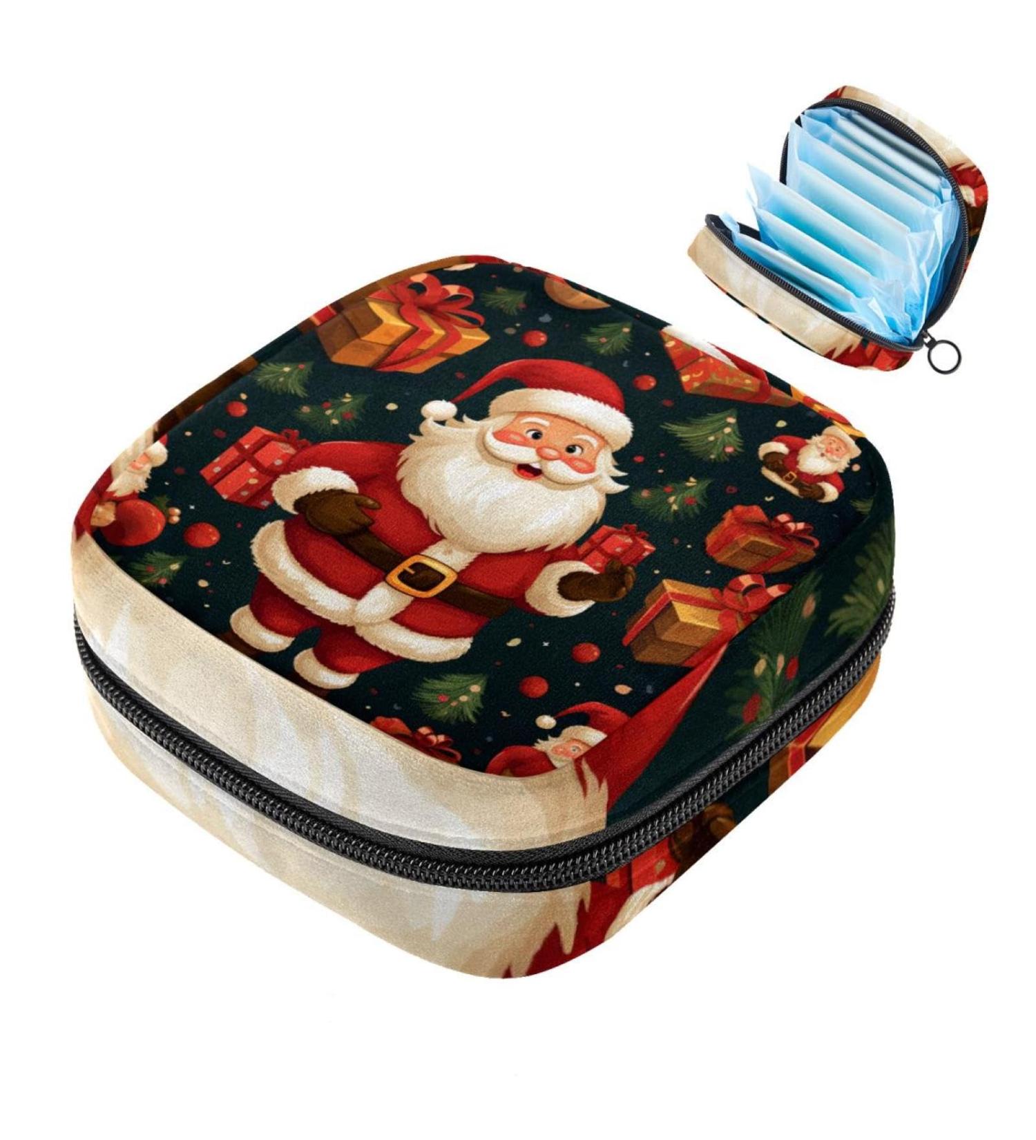 Muoooum Merry Christmas Pattern Ladies Tie Storage Bag - Portable Menstrual Cup & Bandage Pads Organizer for Teens - Buy Online on GoSupps.com