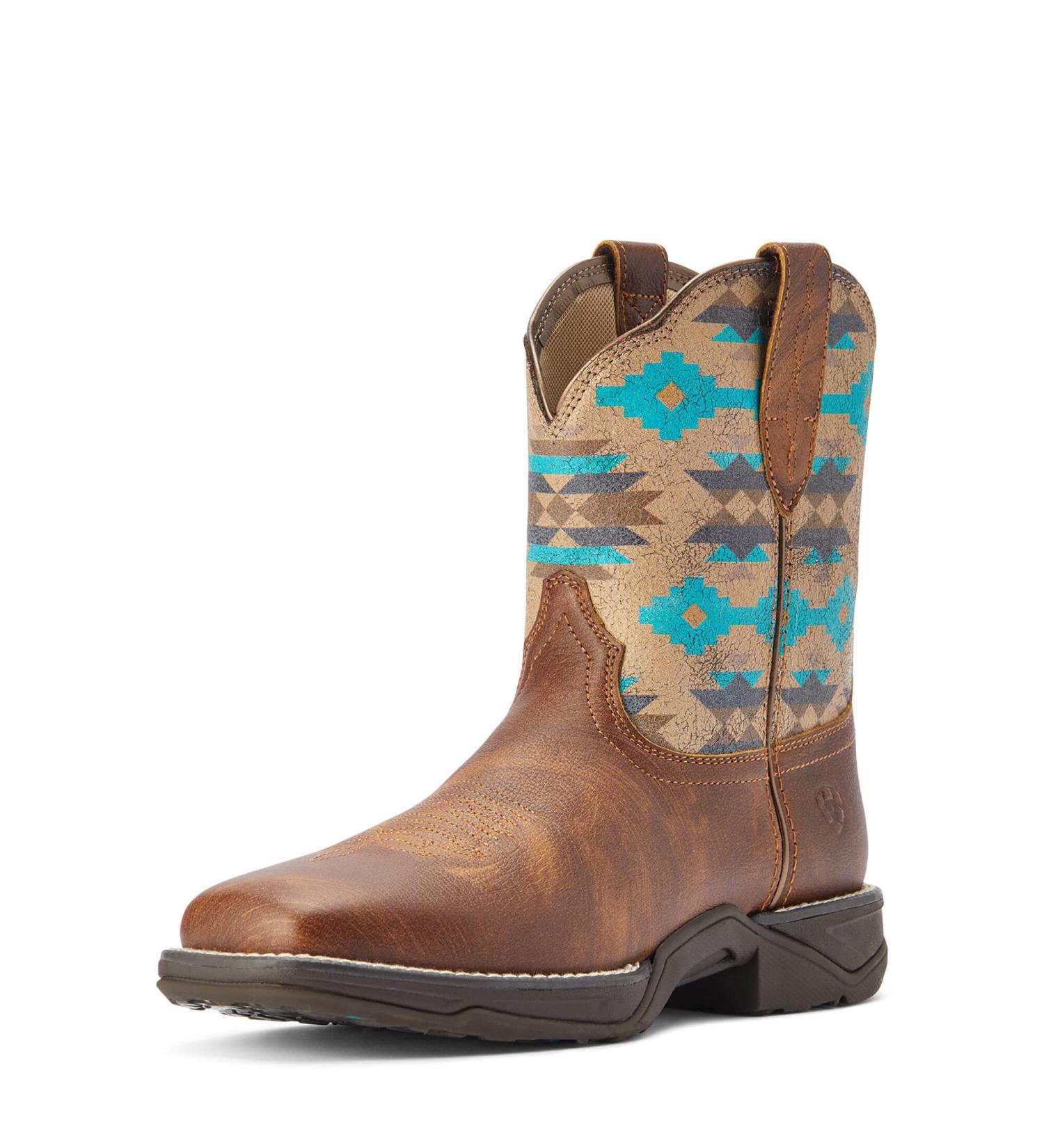 ARIAT Women's Anthem Shortie Savanna Western Boot 8 - Dry Taupe/Turquoise Aztec - Buy Online on GoSupps.com