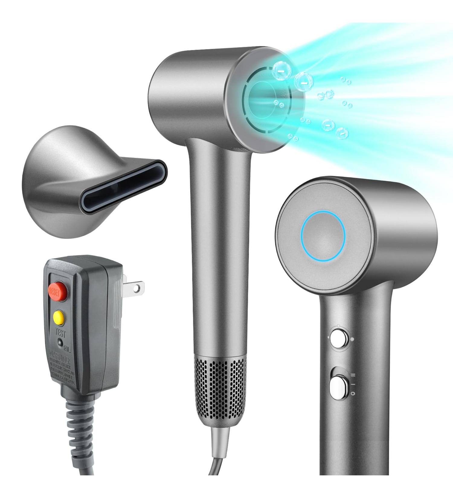 200M Negative Ionic Hair Dryer - 1500W Fast Drying Blow Dryer with 110 000 RPM Motor 3 Heat Settings & Magnetic Nozzle for Home & Travel - Buy Online on GoSupps.com