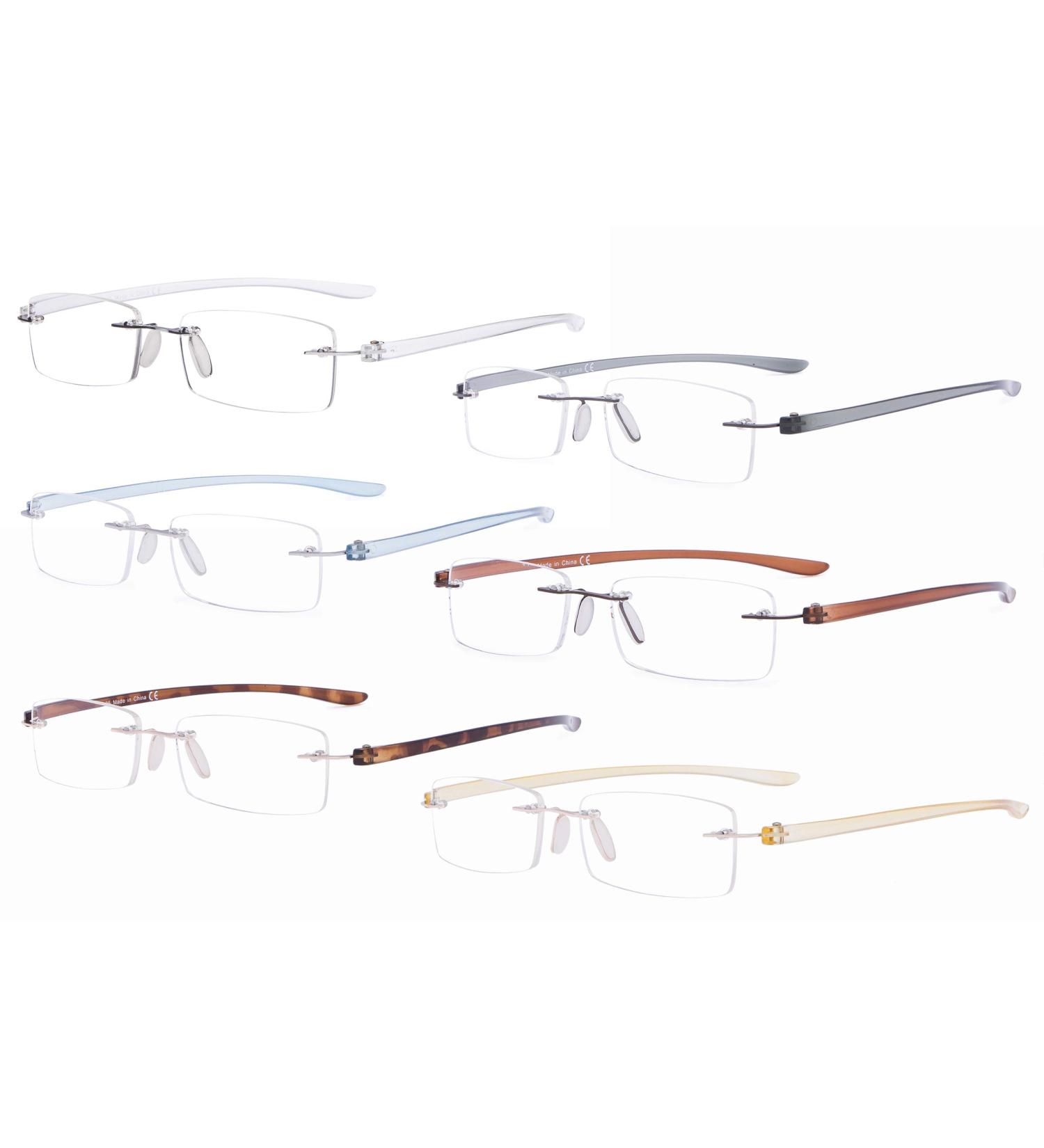 Eyekepper 6-Pack Mix Color Small Rimless Reading Glasses - Frameless Eyeglasses for Men & Women +2.50 Strength - Buy Online on GoSupps.com