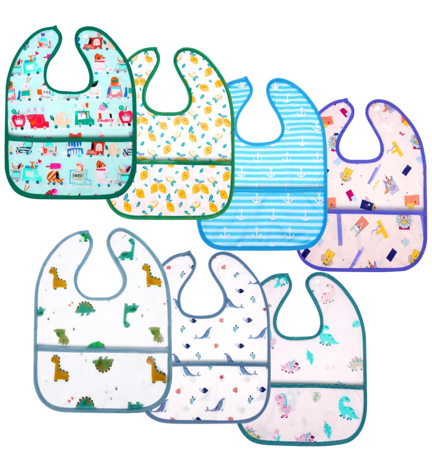 Shop Aolso 7pcs Waterproof Baby Bibs - Washable Bandana Bibs & Toddler Food Bibs with Large Bags - Buy Online on GoSupps.com