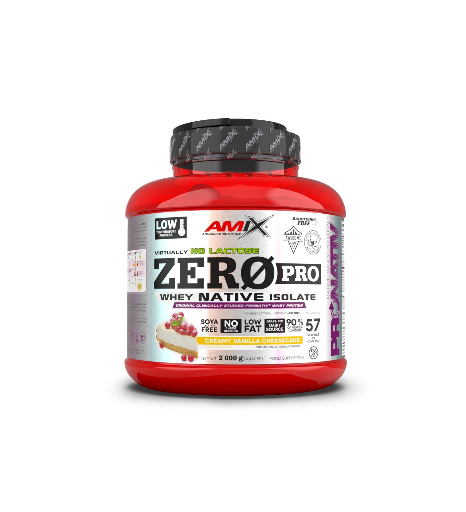 Amix - Zeropro Protein - Increases muscle mass and helps recovery whey protein isolate lactose and sugar vanilla flavor 2kg cheesecake - Buy Online on GoSupps.com
