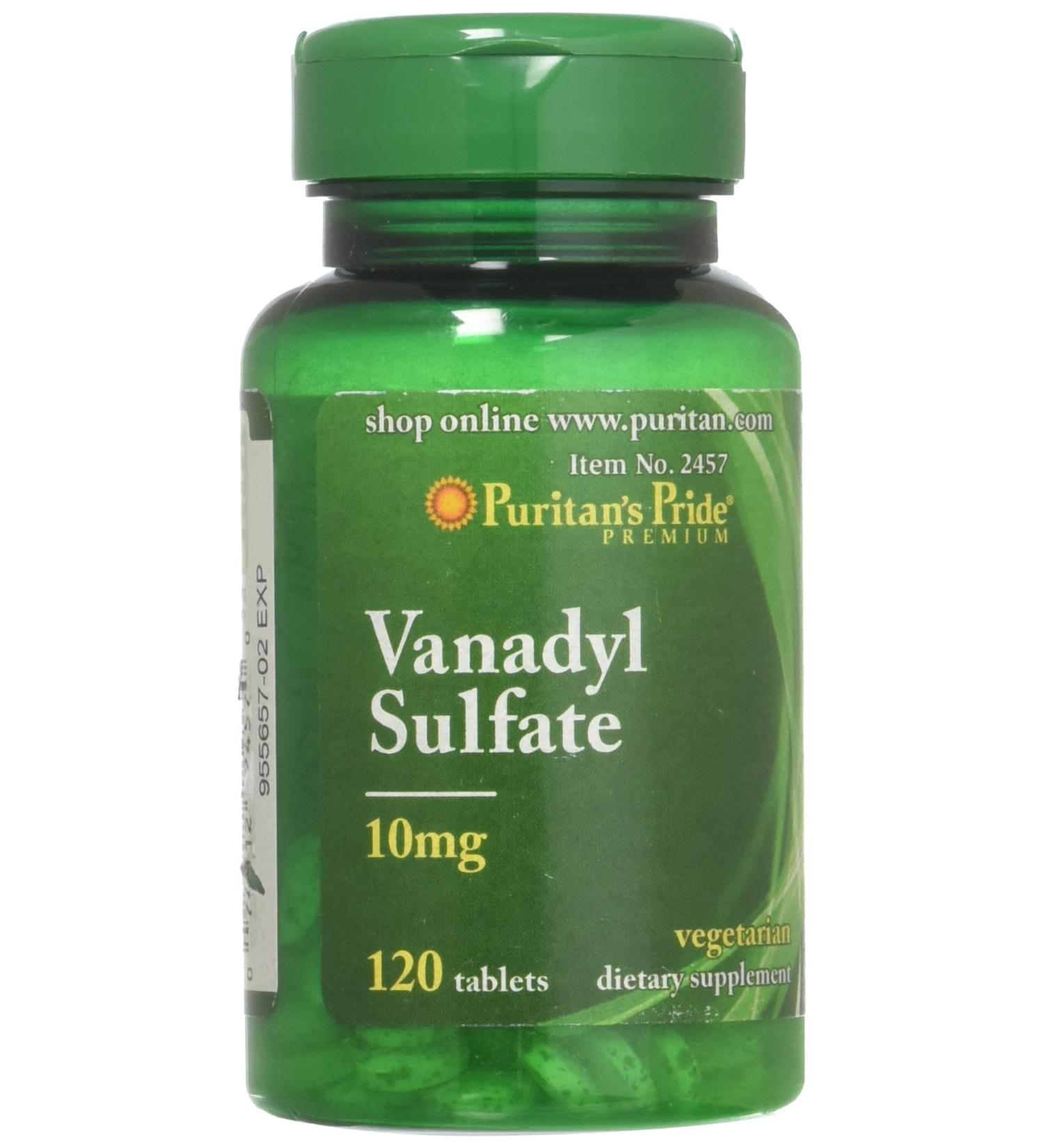 Puritan's Pride Vanadyl Sulfate 10mg - 120 Tablets | Blood Sugar Support - Buy Online on GoSupps.com