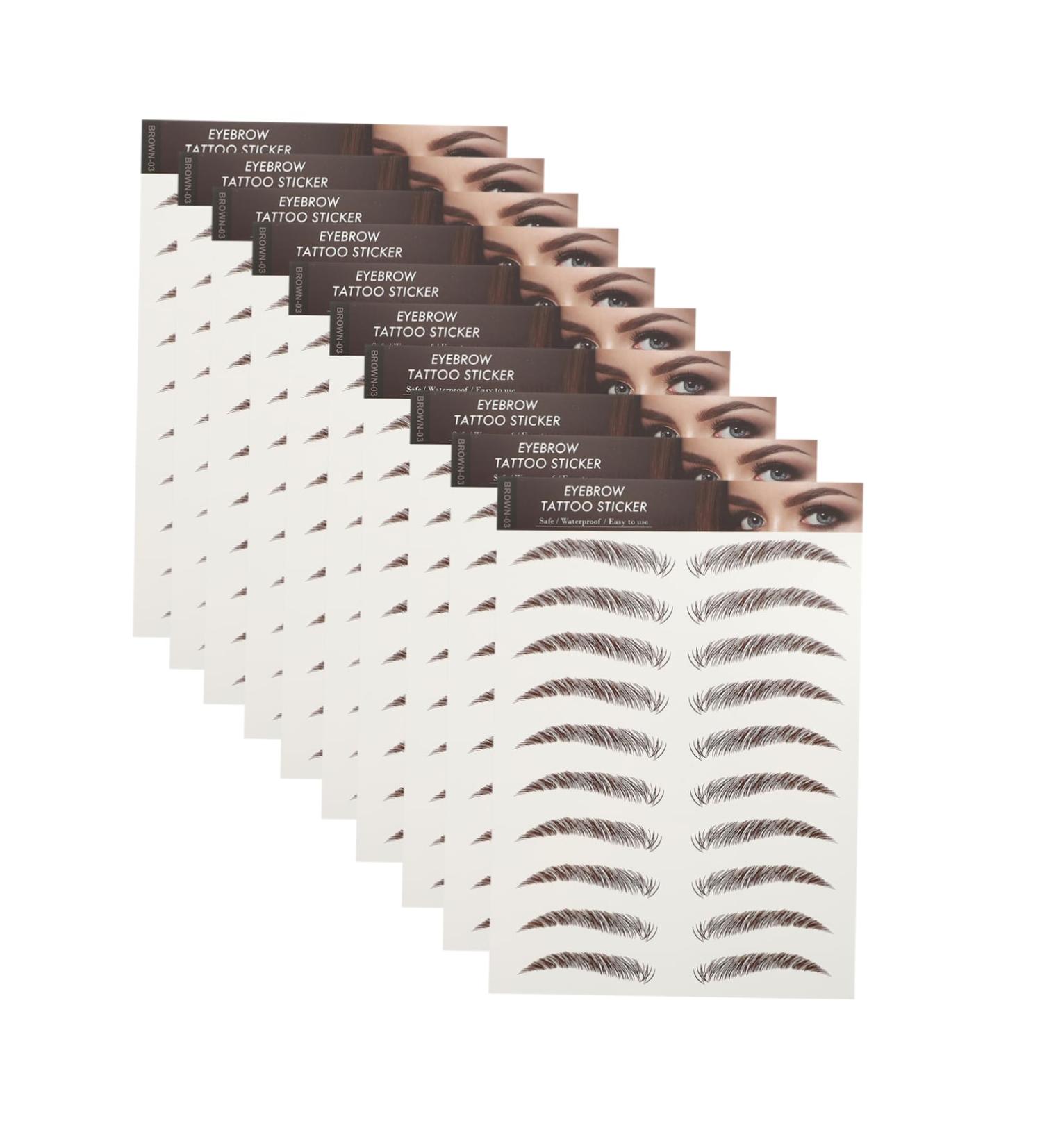 PLAFOPE Fake Eyebrow Stickers 9 sheets Temporary Eyebrows Hairlike Tattoos Transfer Transfers Stickers Shaping Sticker Eyebrow 21x14.7cm Brown - Buy Online on GoSupps.com