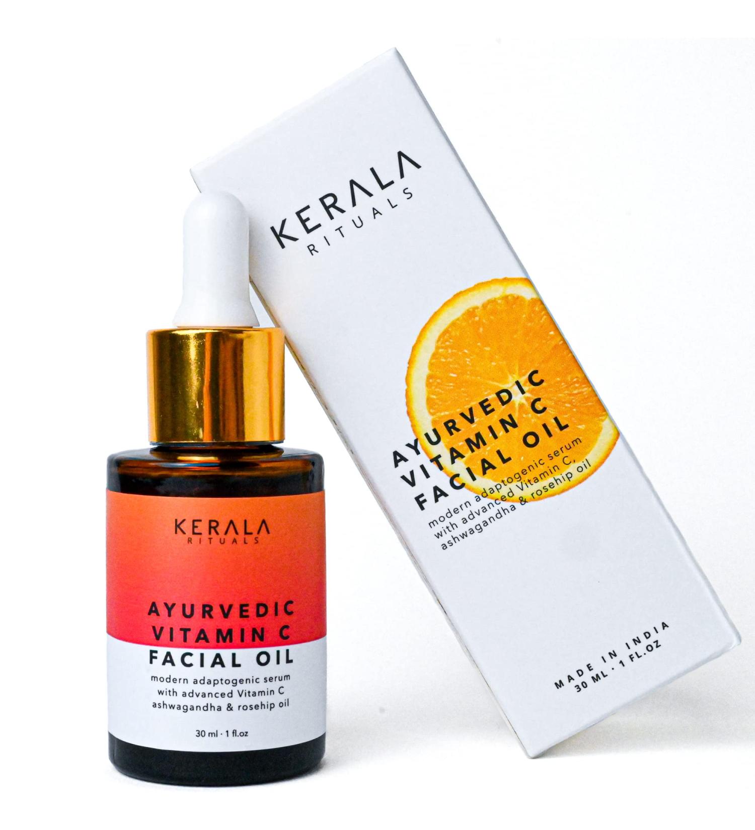 Buy Ayurvedic Vitamin C Oil - Skin Brightening Serum with Rosehip & Ashwagandha - Hydrating Non-Greasy Facial Oil - 30ml Luxury Skin Care - Buy Online on GoSupps.com