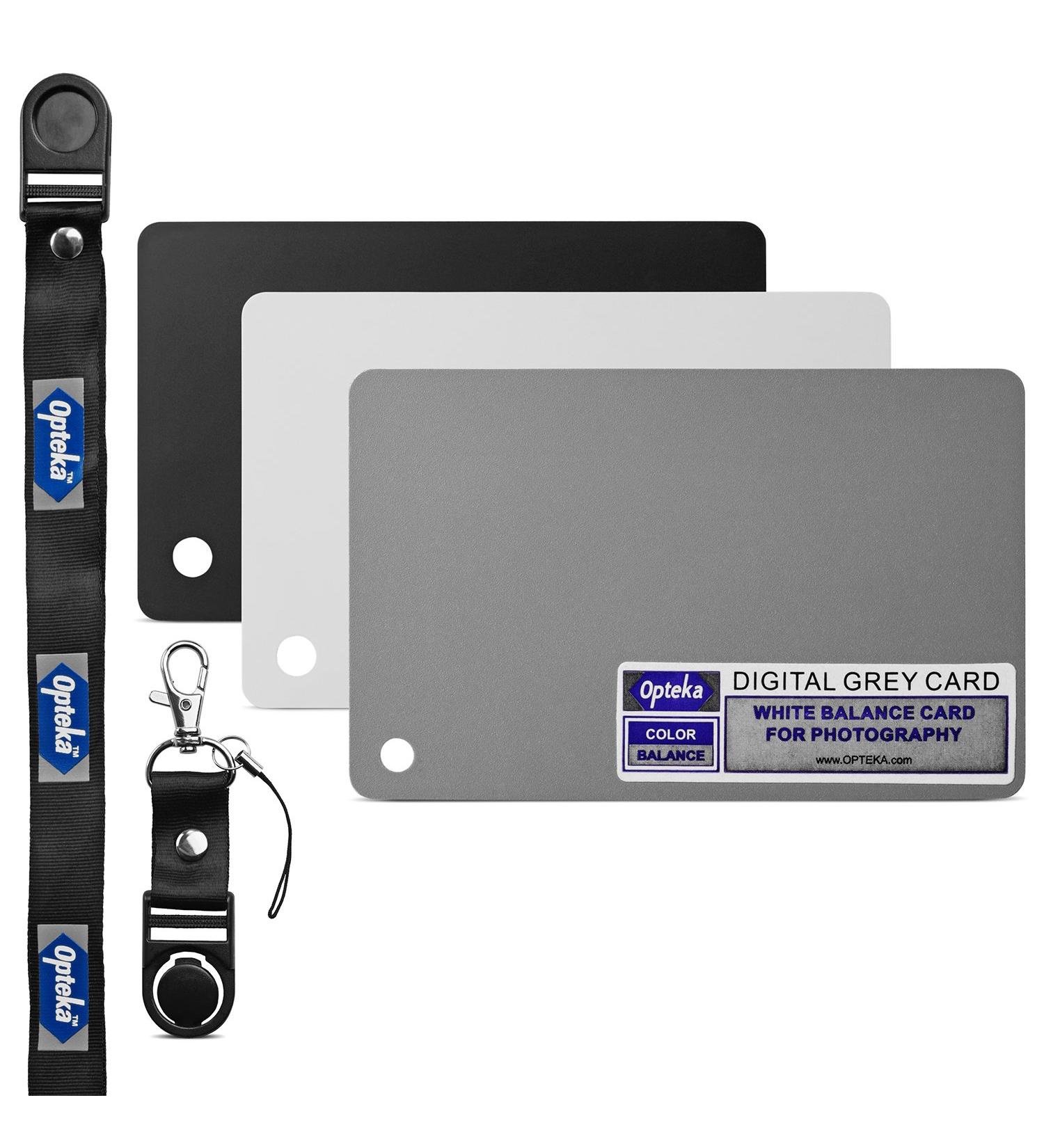 Opteka Pocket-Sized Grey Card White Balance 18% Exposure Calibration Camera Checker Set - for Video, Mirrorless, DSLR, Film - Quick Release Lanyard - Buy Online on GoSupps.com