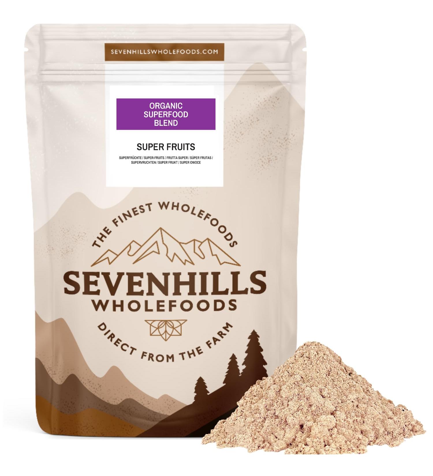 Sevenhills Wholefoods Organic Superfruit Powder Mix with Acai Baobab Acerola and Lucuma Supports Immunity and Skin Health Natural Vitamin C 150g - Buy Online on GoSupps.com