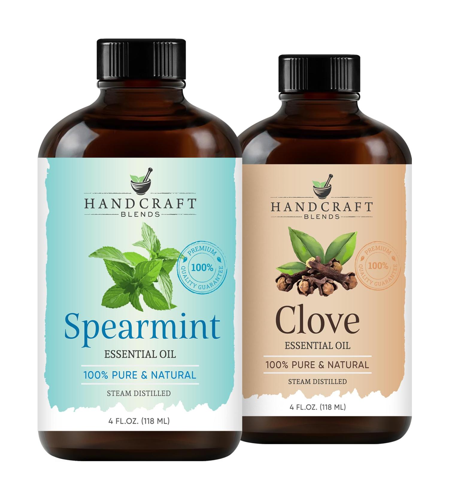 Handcraft Blends Spicy Mint Set: Clove and Spearmint Essential Oils (2 x 4 Fl Oz) 100% Pure & Natural for Diffuser Aromatherapy and DIY Projects - Buy Online on GoSupps.com