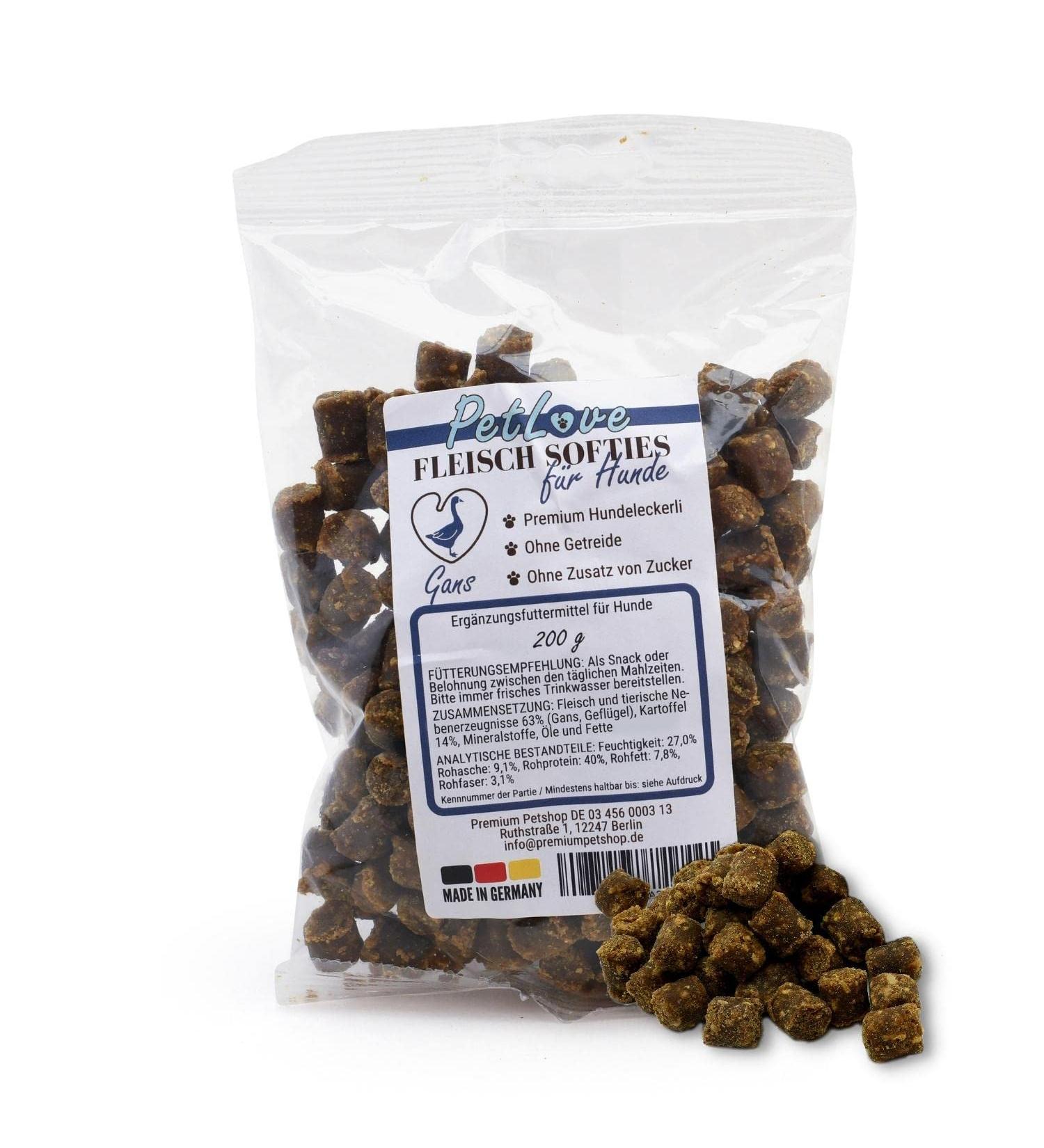 Petlove Meat Softies for Dogs - Grain-Free Training Treats | 63% Meat Content | Goose Flavor (200g) - Buy Online on GoSupps.com