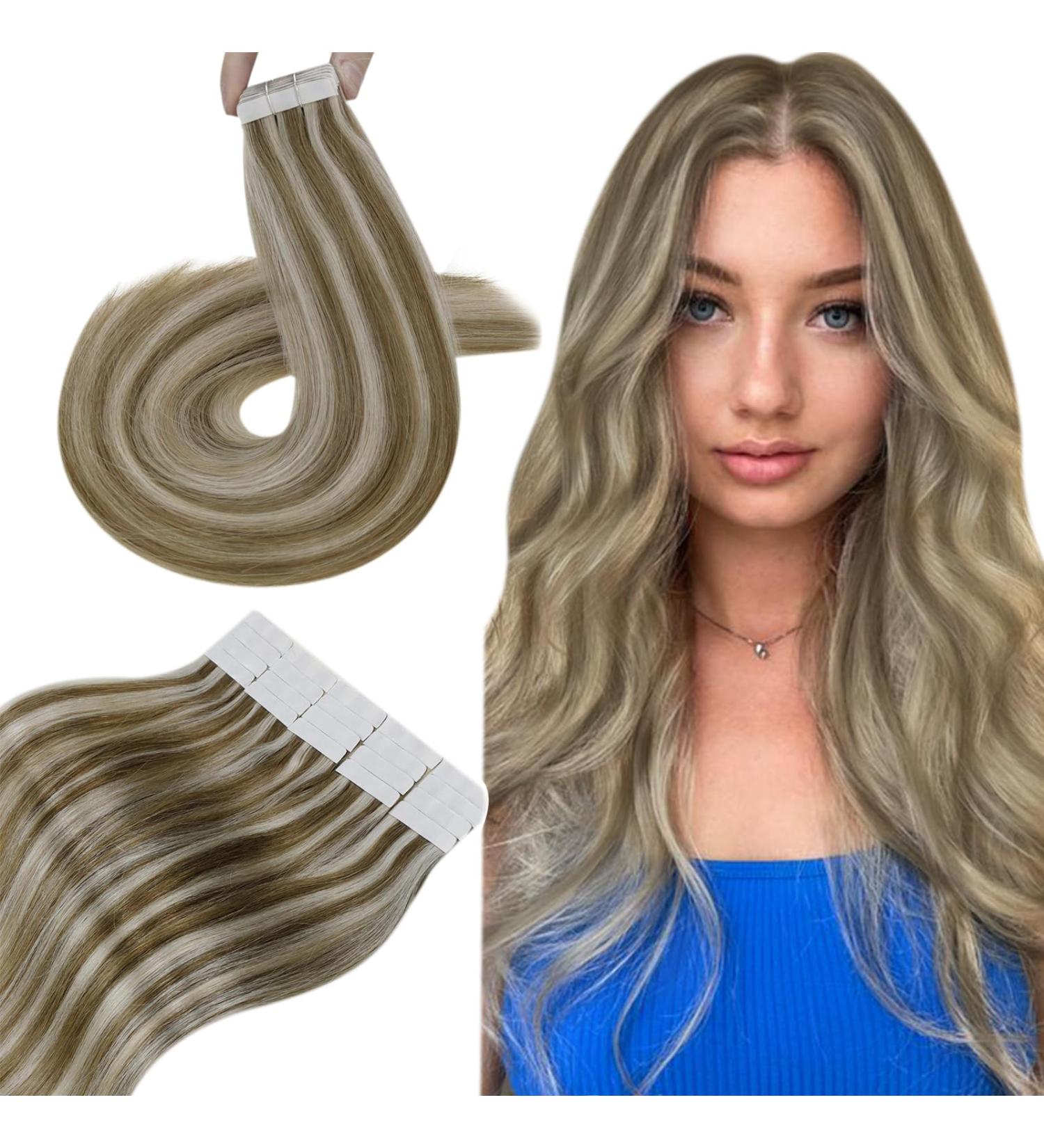 Hetto Tape Extensions - Real Hair Brown & Blonde #P10/613 - Invisible Remy Tape In Extensions - 35cm 50g - Buy Online on GoSupps.com
