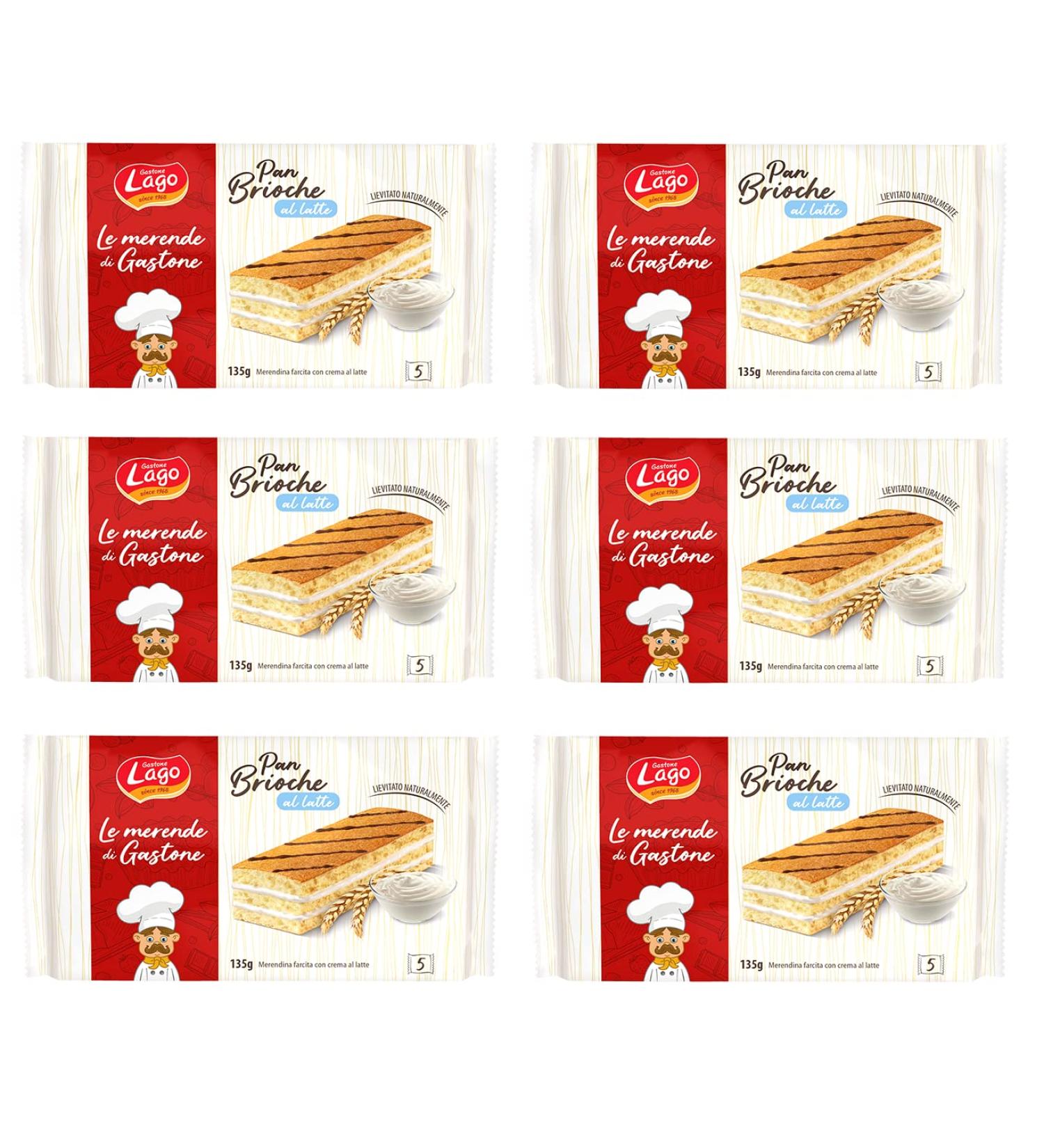 Italian Gourmet E.R. Gastone Lago Pan Brioche al Latte Milk Cream Filled Snacks 135g Pack of 6 Each Pack Contains 5 Snacks 27g - Buy Online on GoSupps.com