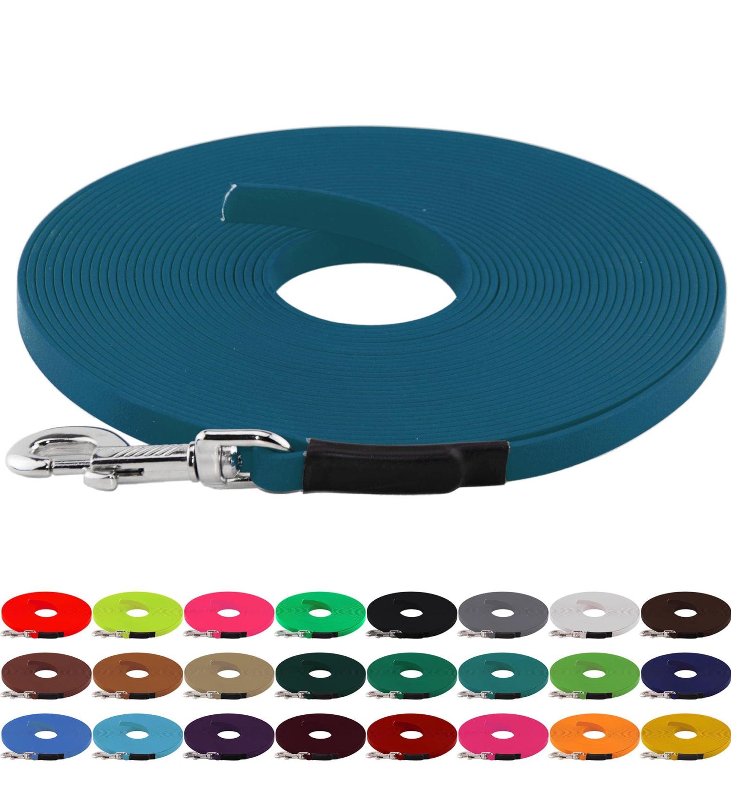 LENNIE BioThane Towline for Dogs 15-25kg | 13mm 1m Long - Lagoon Color No Hand Loop Durable Sewn Design - Buy Online on GoSupps.com