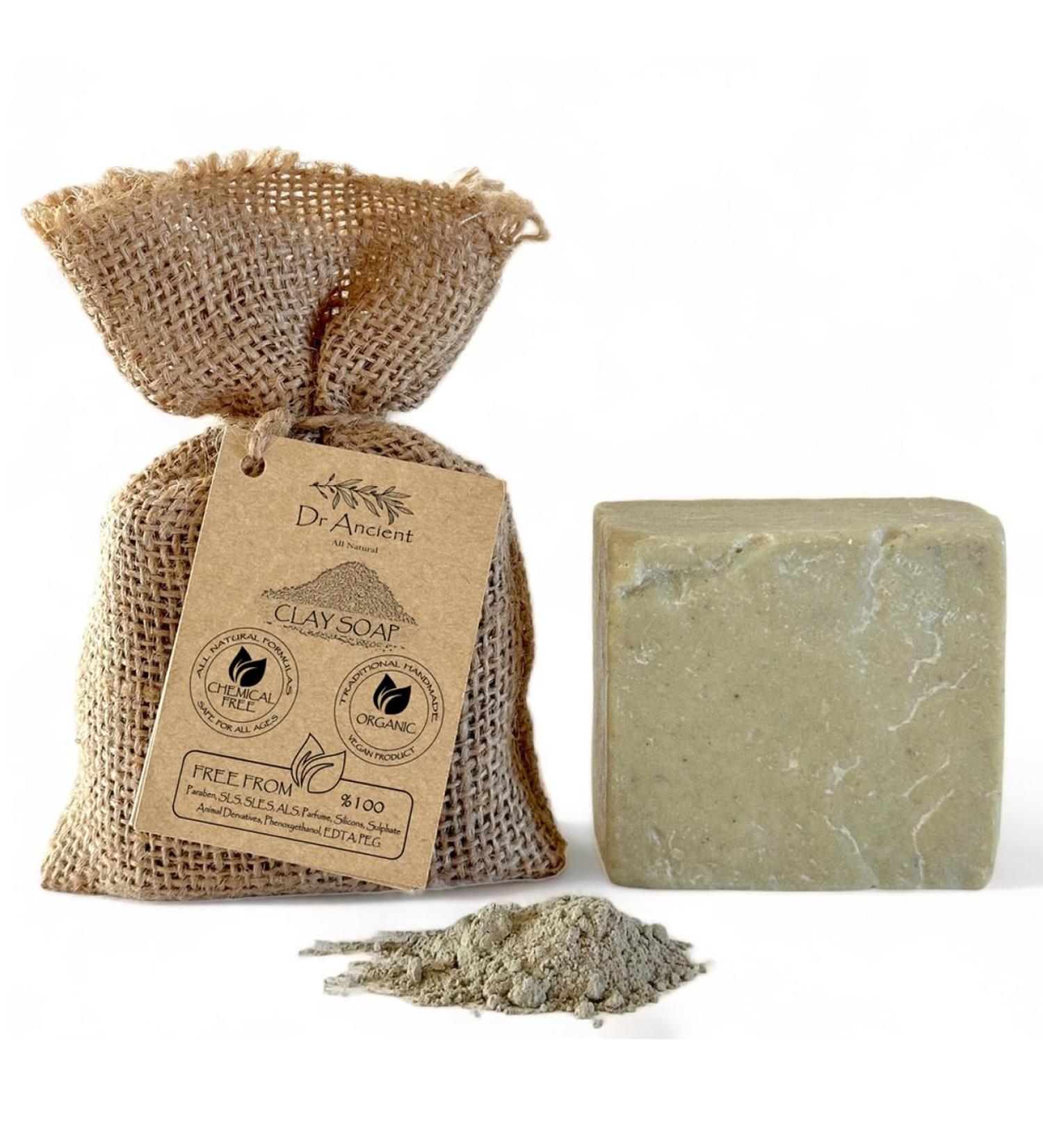 Dr. Cancient Ton Seifenst ck - Natural Vegan Clay Soap for Acne & Greasy Skin | Handmade Mineral Peeling (140g) - Buy Online on GoSupps.com